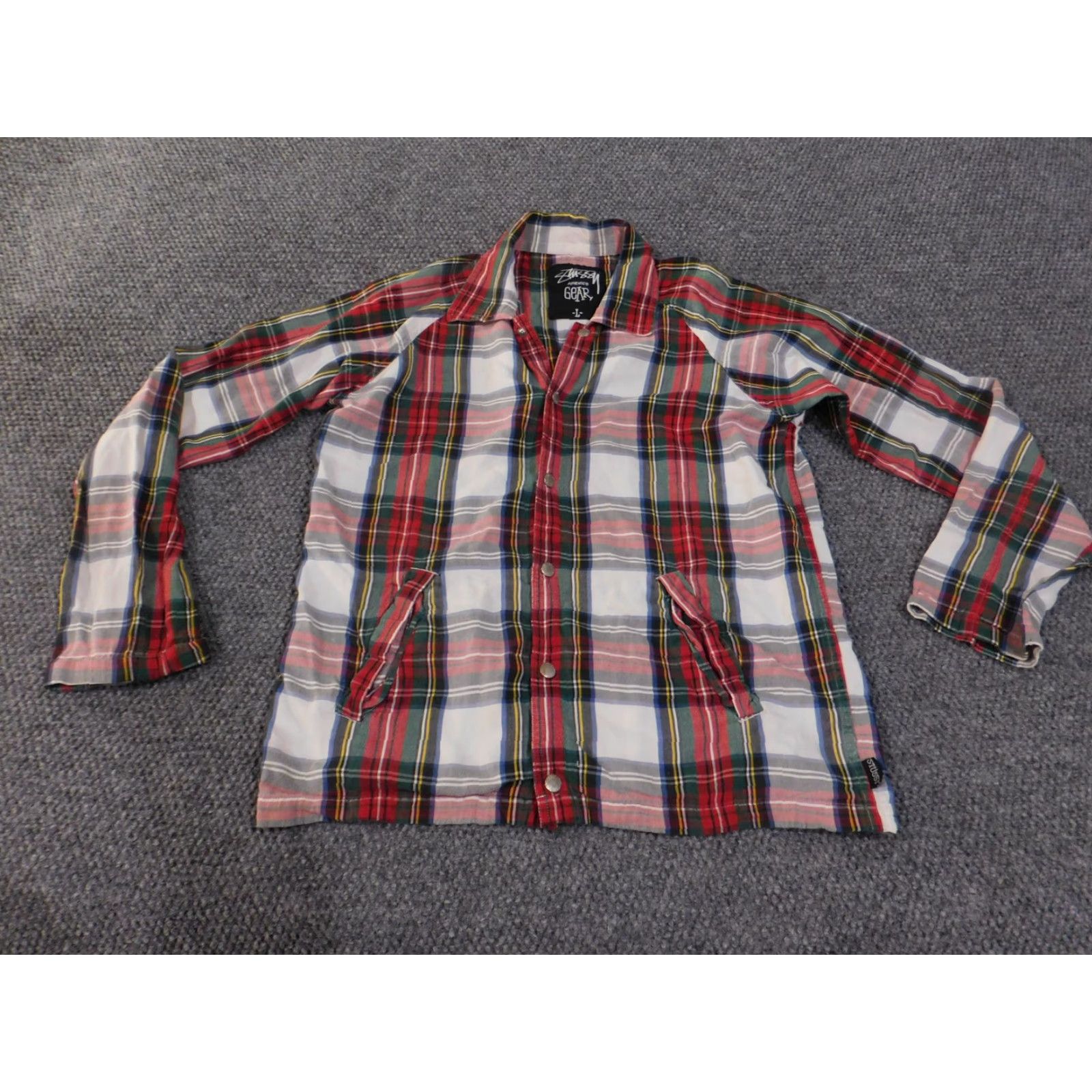 Vintage VINTAGE Stussy Jacket Mens L Red Green Plaid Cotton Button Up Shirt Y2K Size US L / EU 52-54 / 3 - 2 Thumbnail