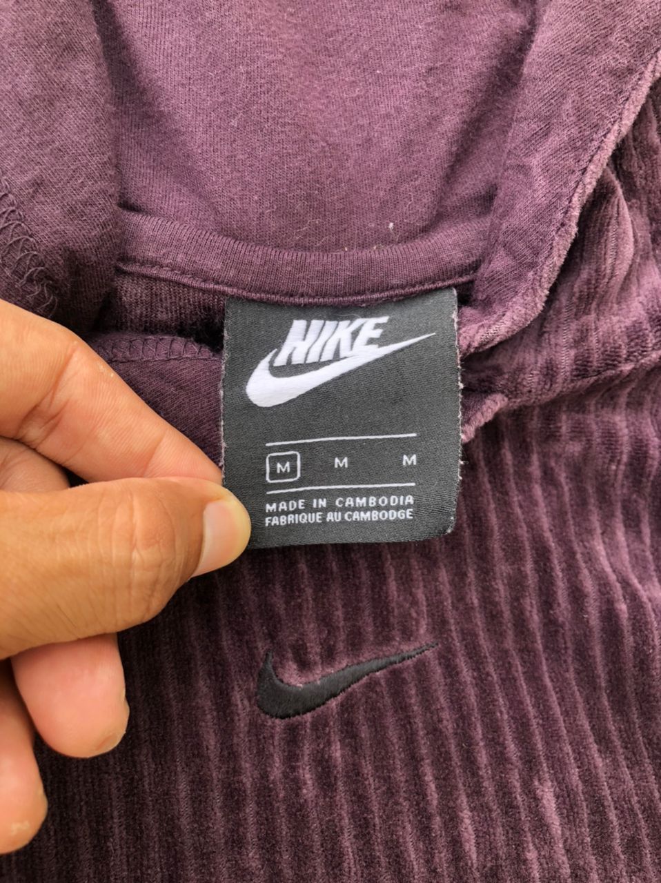 Nike × Vintage Vintage Nike Center Swoosh Corduroy Hoodie Size US M / EU 48-50 / 2 - 4 Thumbnail