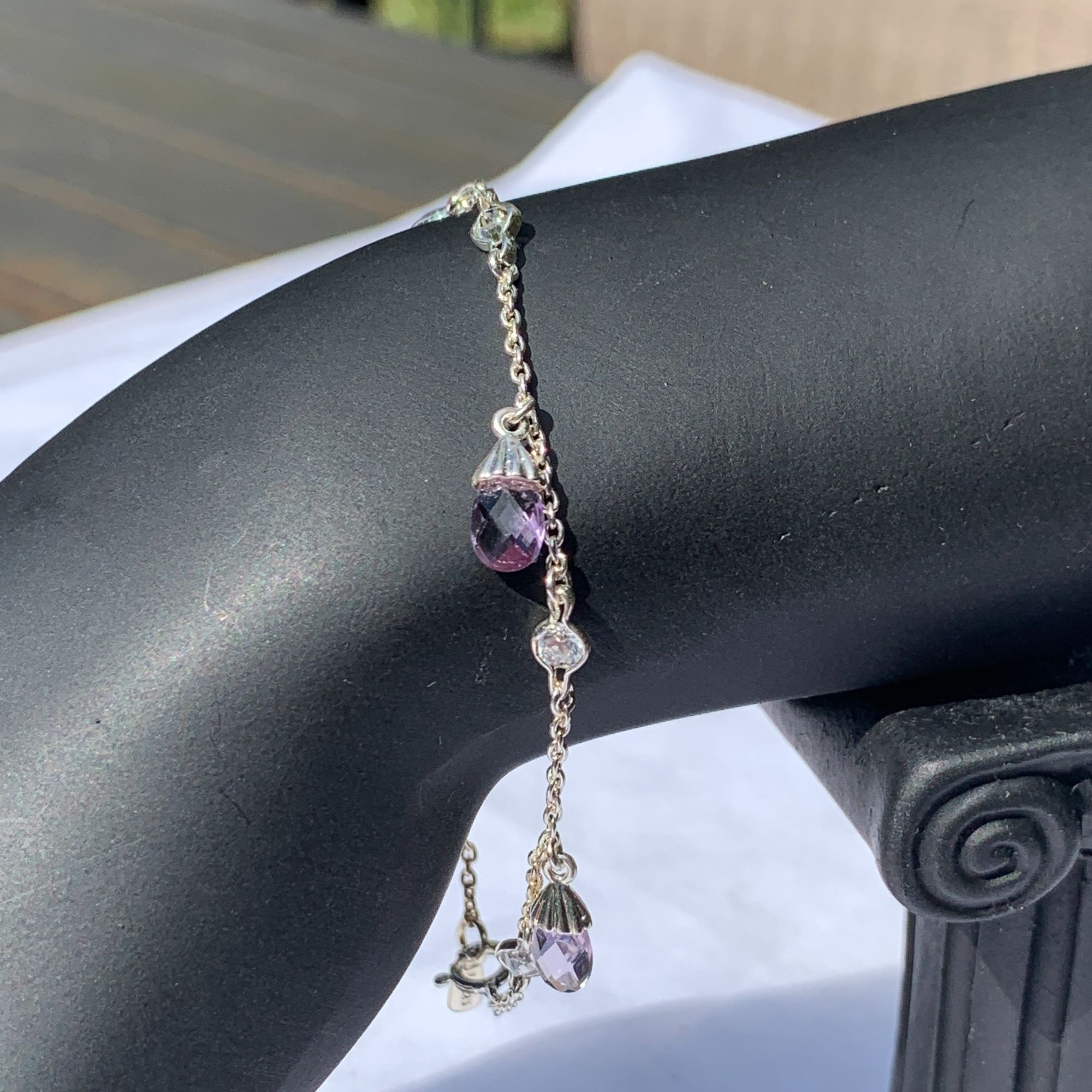 Designer Women's Small Charm Bracelet with Purple and Cubic Zirconia Size ONE SIZE - 12 Thumbnail