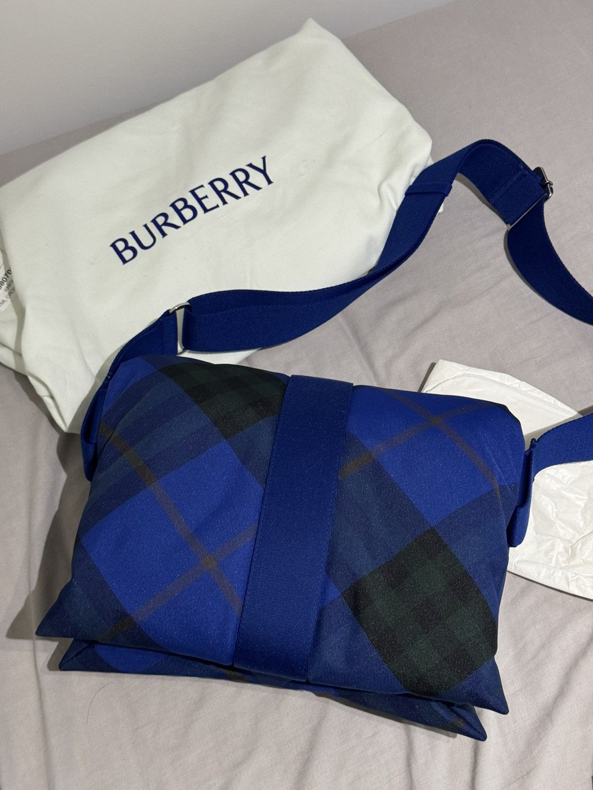 Burberry Blue Plaid Pillow Crossbody Bag Size ONE SIZE - 4 Thumbnail