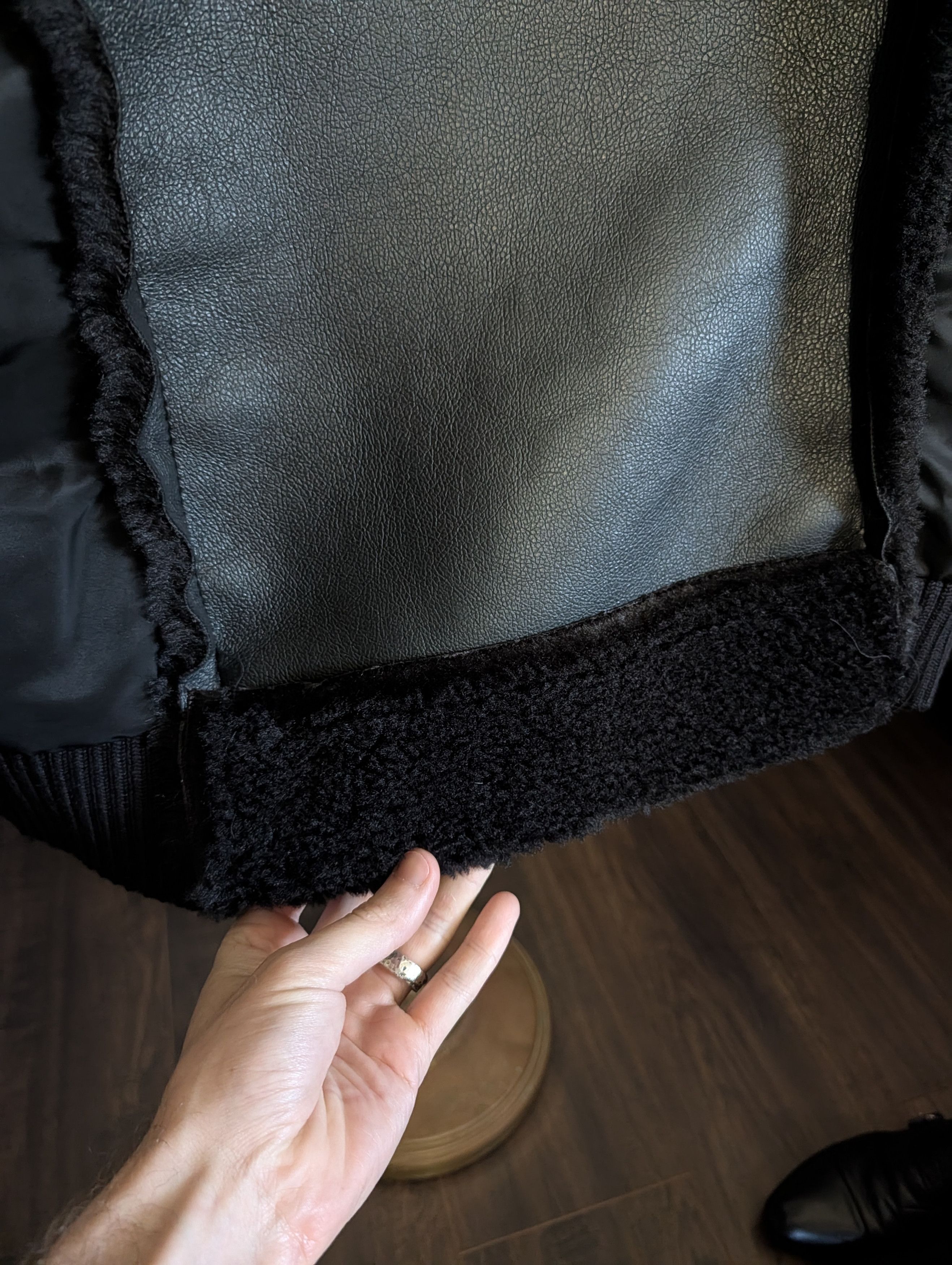 Jason Wu Black vegan leather shearling fur aviator bomber jacket Size L / US 10 / IT 46 - 11 Thumbnail