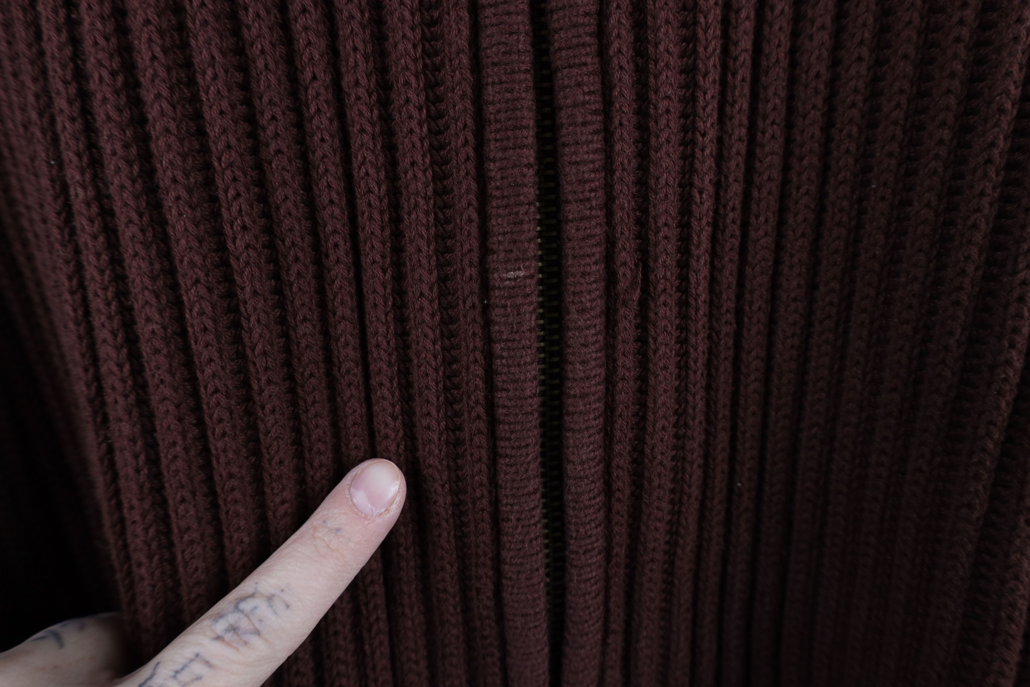 L.L. Bean × Vintage Vintage LL Bean Chunky Ribbed Knit Full Zip Sweater Burgundy Size US XXL / EU 58 / 5 - 4 Thumbnail
