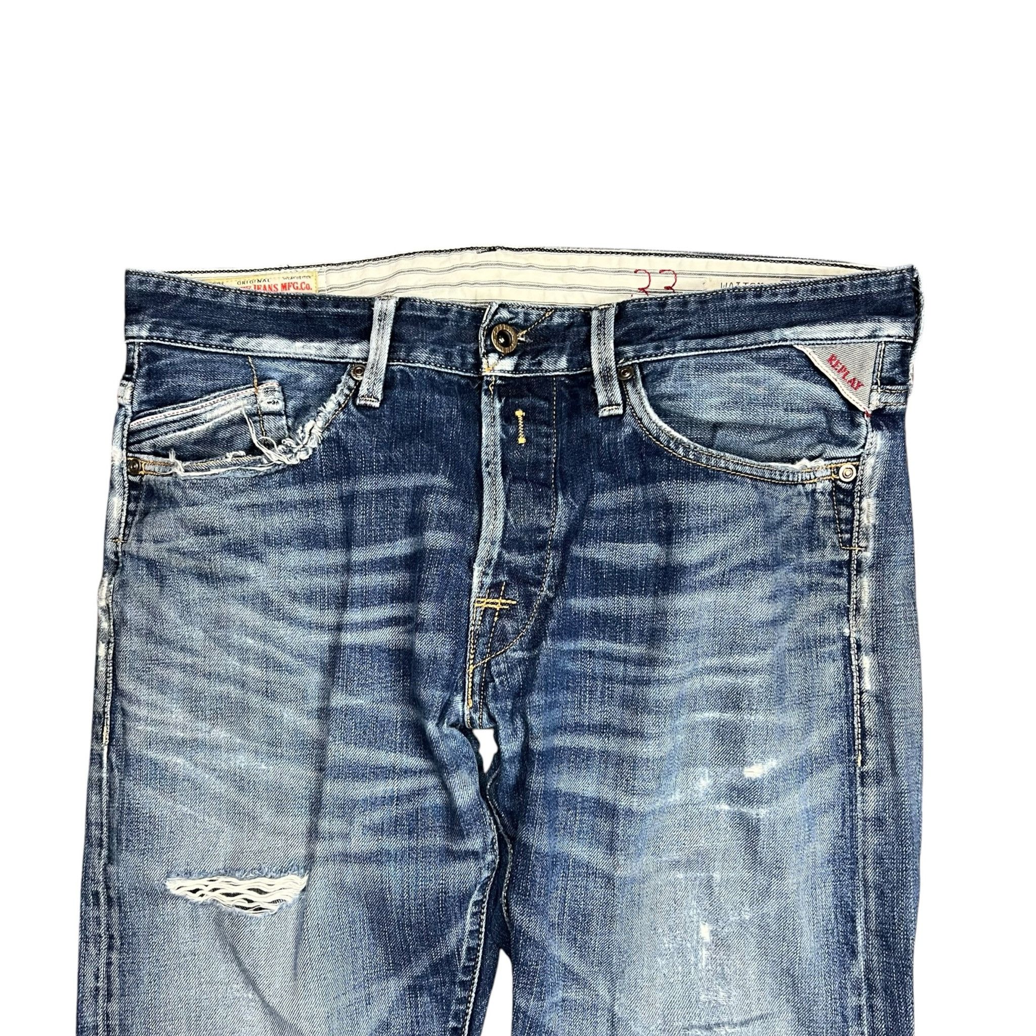 Replay Replay Waitom Faded & Distressed Denim Jeans - 33” Size US 33 - 2 Thumbnail
