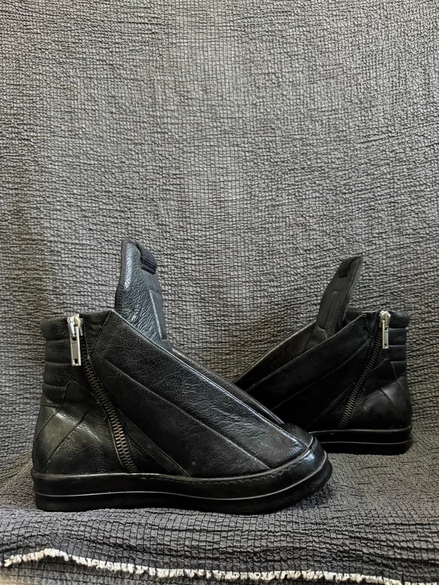 Rick Owens Rick Owens Black Leather Open-Top High-Top Men's Shoes Size US 6.5 / EU 39-40 - 8 Thumbnail