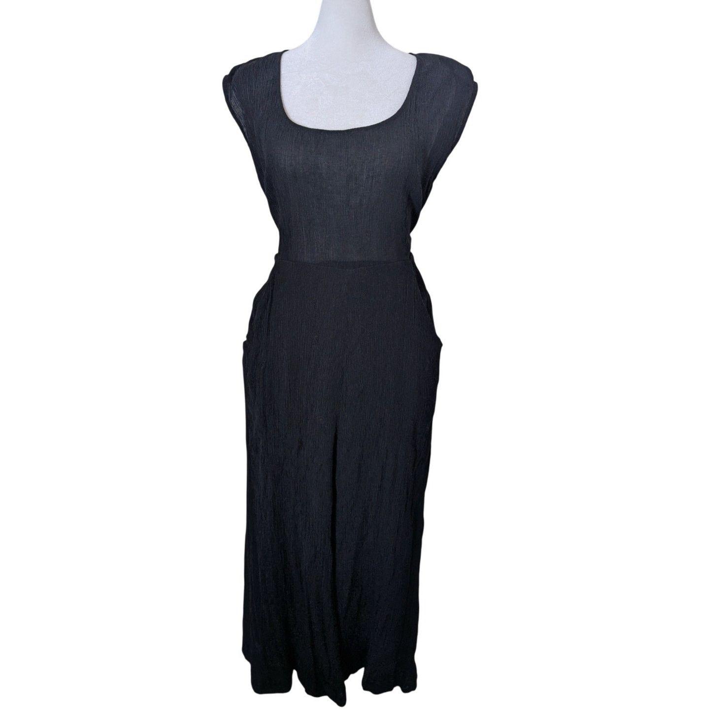 Anthropologie Anthropologie Abbey Tie Waist Black Gauzy Jumpsuit Size 4 Size 27" / US 4 / IT 40 - 2 Thumbnail