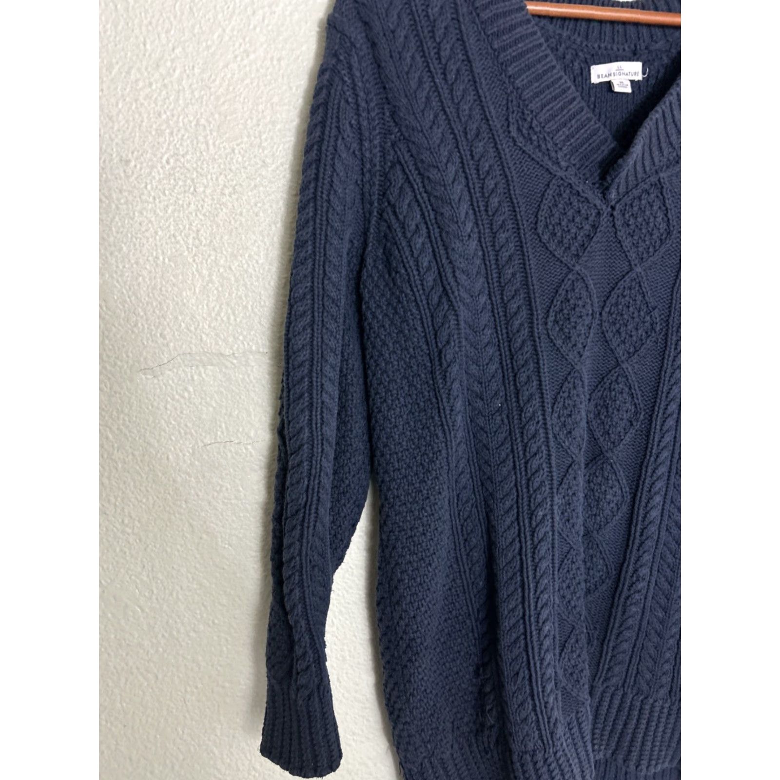 Vintage VINTAGE L.L. Bean Fisherman Sweater Blue M V-Neck Pullover Knit Flaw 505131 Size M / US 6-8 / IT 42-44 - 2 Thumbnail