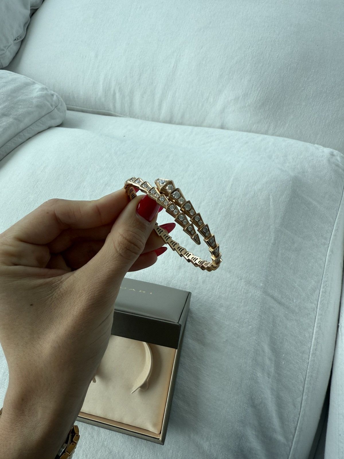 Bvlgari BVLGARI Serpenti Viper 18K Rose Gold Pavè Diamond Bracelet Size ONE SIZE - 8 Thumbnail