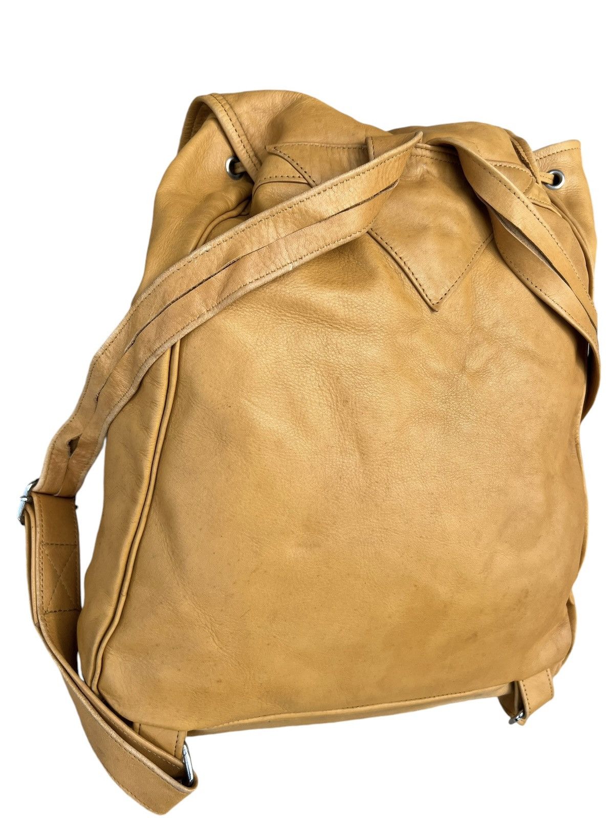 Leather Vintage Unknown Japan Brand Patina Leather Backpack Bag Size ONE SIZE - 11 Thumbnail