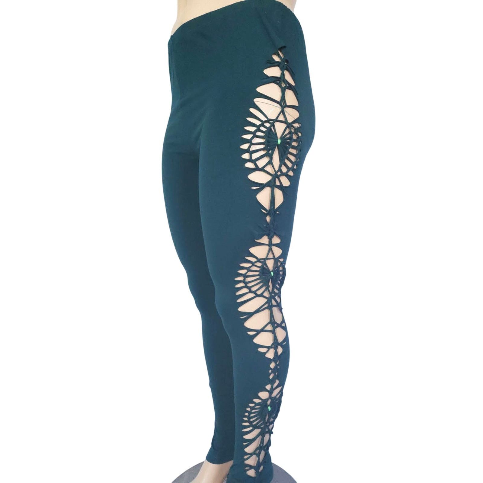 Other EMERALD VINES- 3XL - Leggings - Deep Green w/ Cute Side Cuts Size 42" / US 20 - 4 Thumbnail