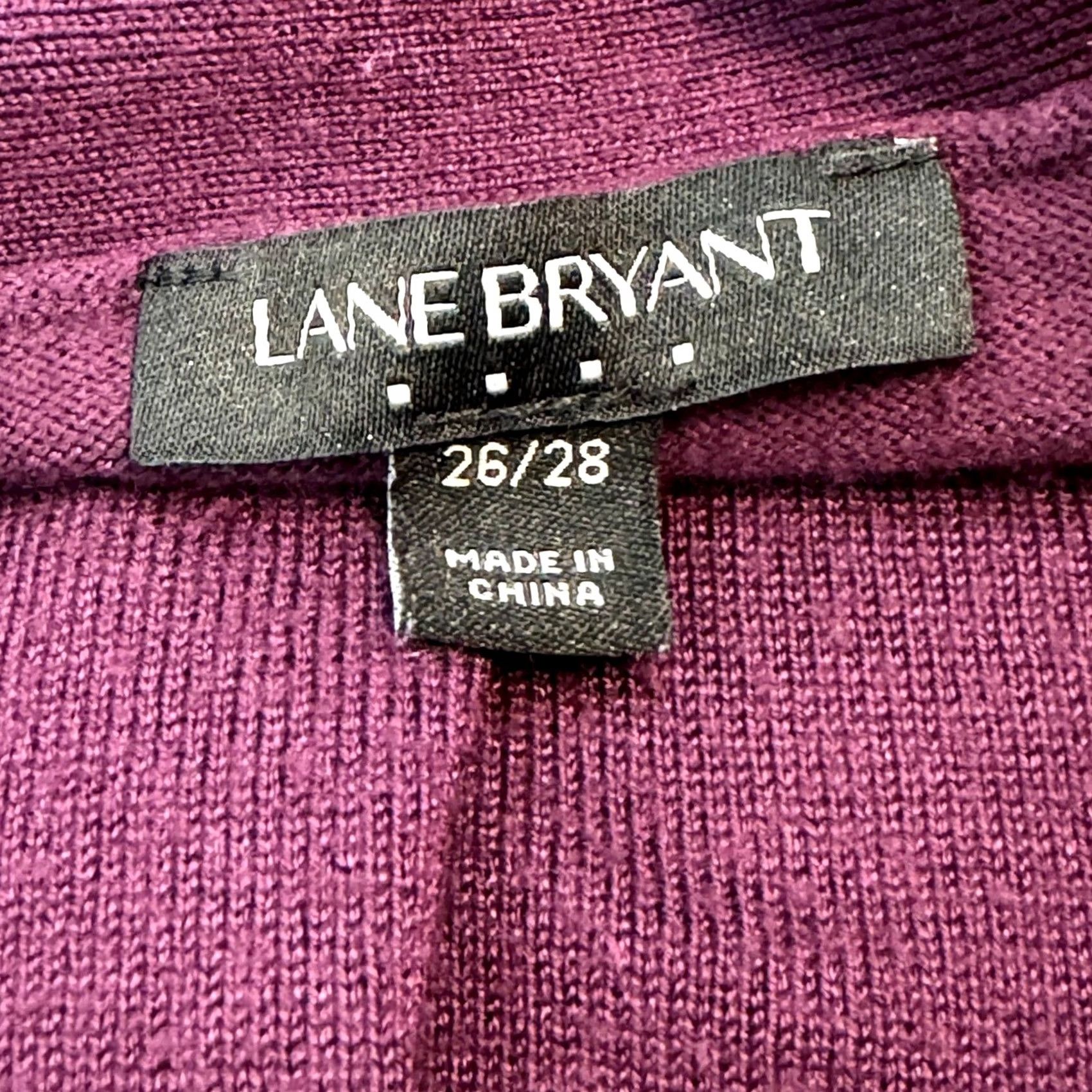 Vintage Lane Bryant Plus Plum Purple Long-Sleeve Pullover Top Size 26 Women Knit Striped Round Neck Buttonless VINTAGE No? Size 4XL / US 24-26 - 4 Thumbnail