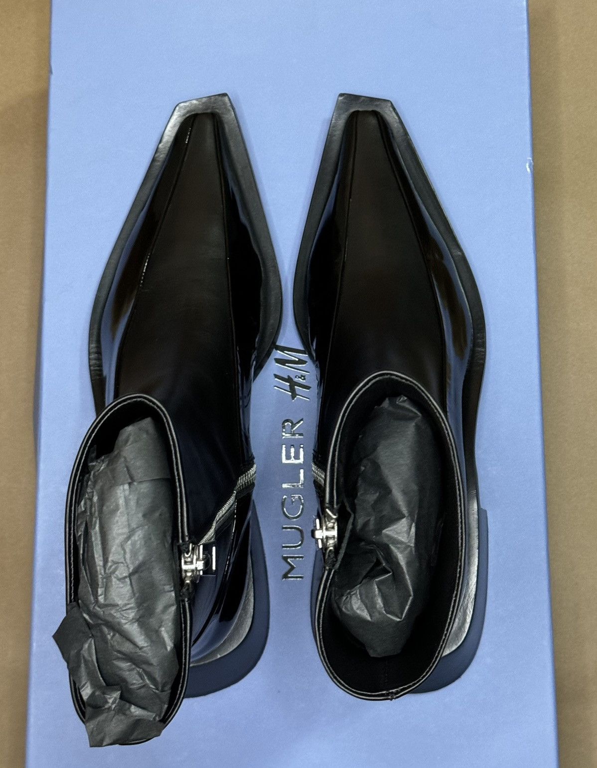 H&M × Mugler H&M X Mugler Zip Ankle Leather Boots Size US 10 / EU 43 - 5 Thumbnail