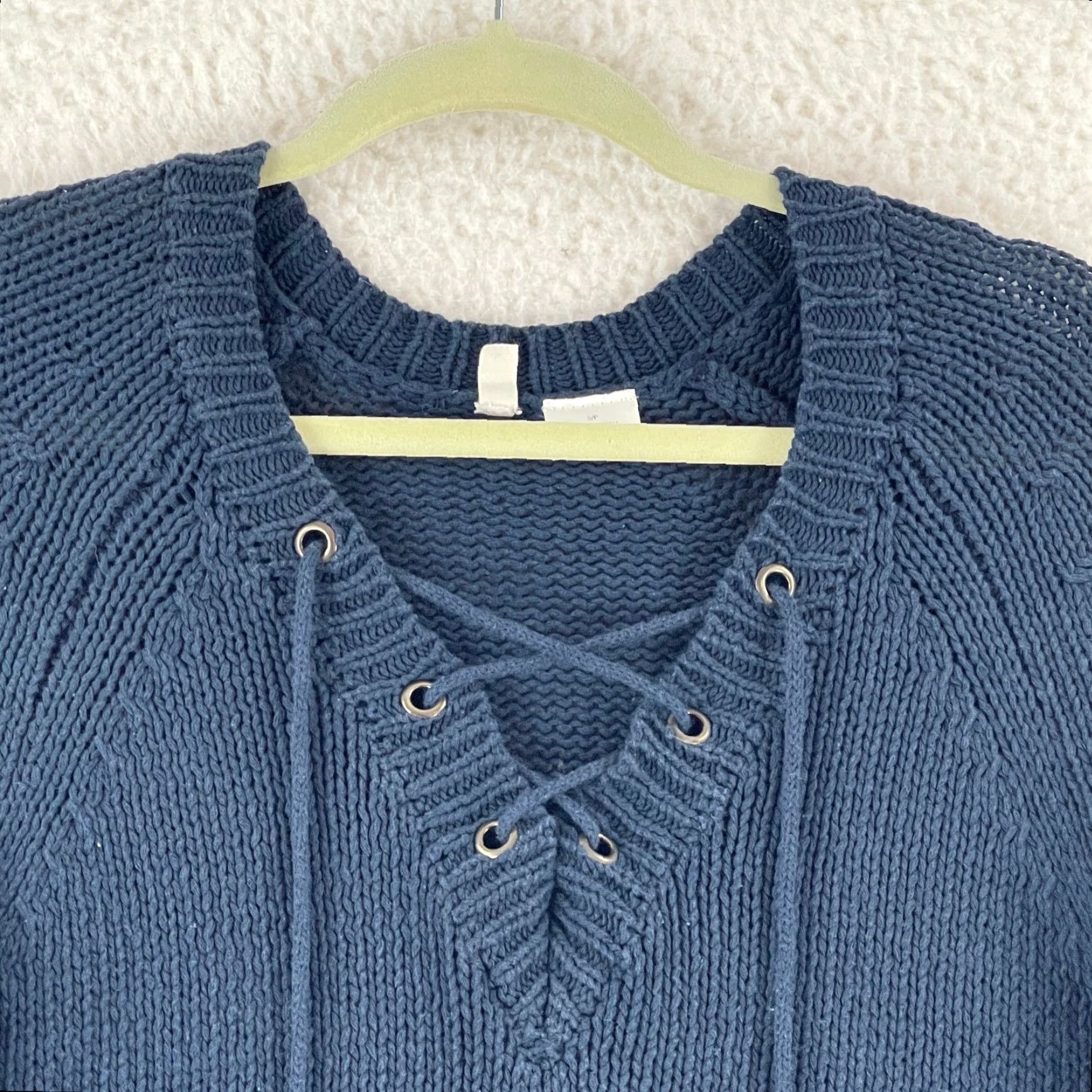 Anthropologie Moth Blue Cable Knit Sweater Womens Lace Up V-Neck Long Sleeve Size Small Size S / US 4 / IT 40 - 6 Thumbnail