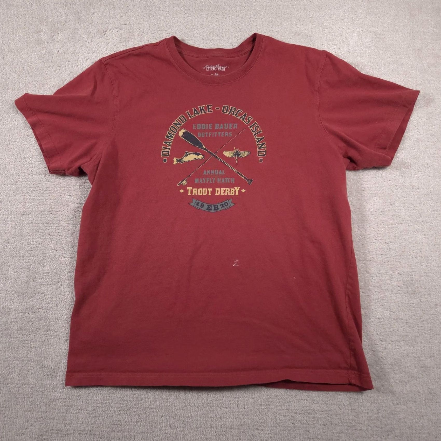 Eddie Bauer VINTAGE Eddie Bauer Shirt Mens XL Red Legend Wash Trout Derby Graphic Orcas Island Shirt Mens XL Red#> Size US XL / EU 56 / 4 - 2 Thumbnail