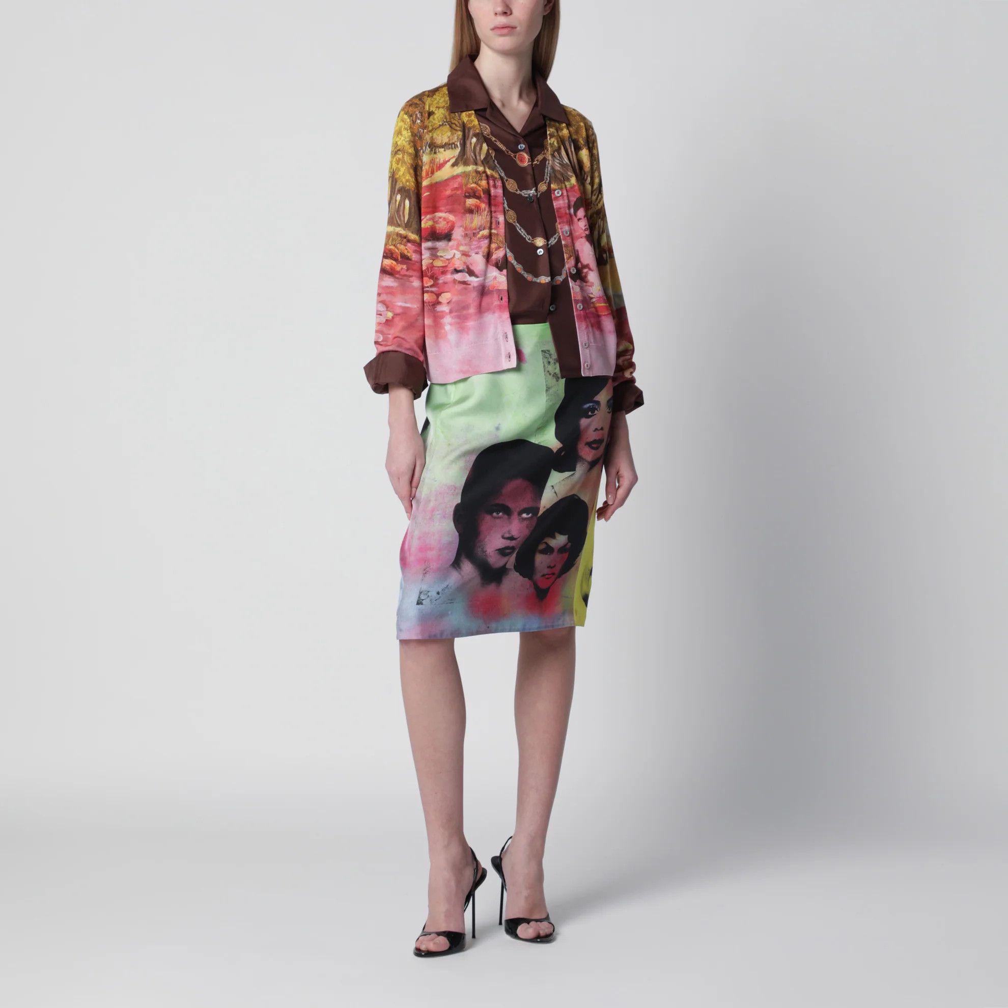 Versace o1d2blof0426 Printed Silk Twill Shirt in Multicolor Size M / US 6-8 / IT 42-44 - 2 Thumbnail