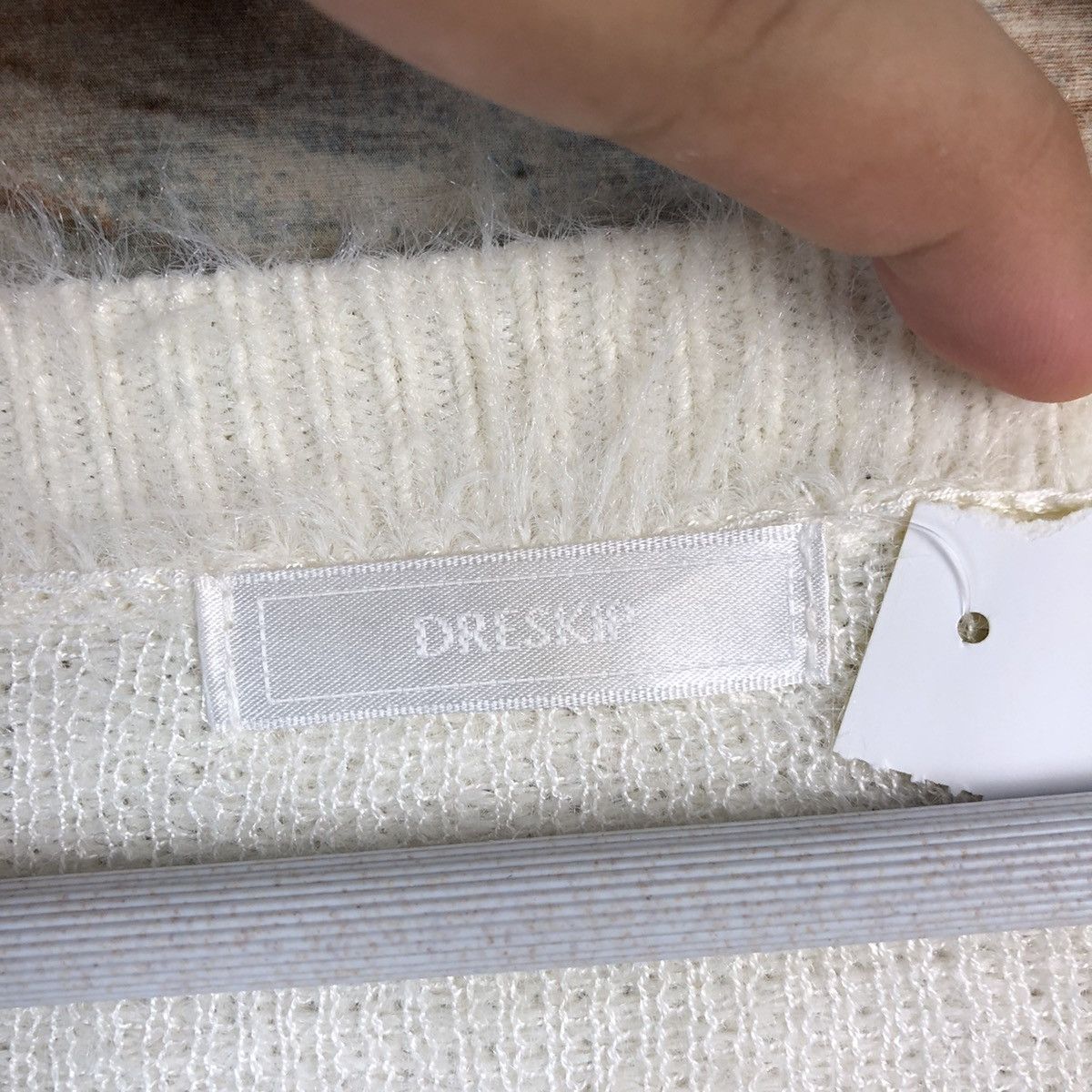 Homespun Knitwear DLL Dreskip White shaggy fur Mohair Knitwear #C231 Size US L / EU 52-54 / 3 - 9 Thumbnail