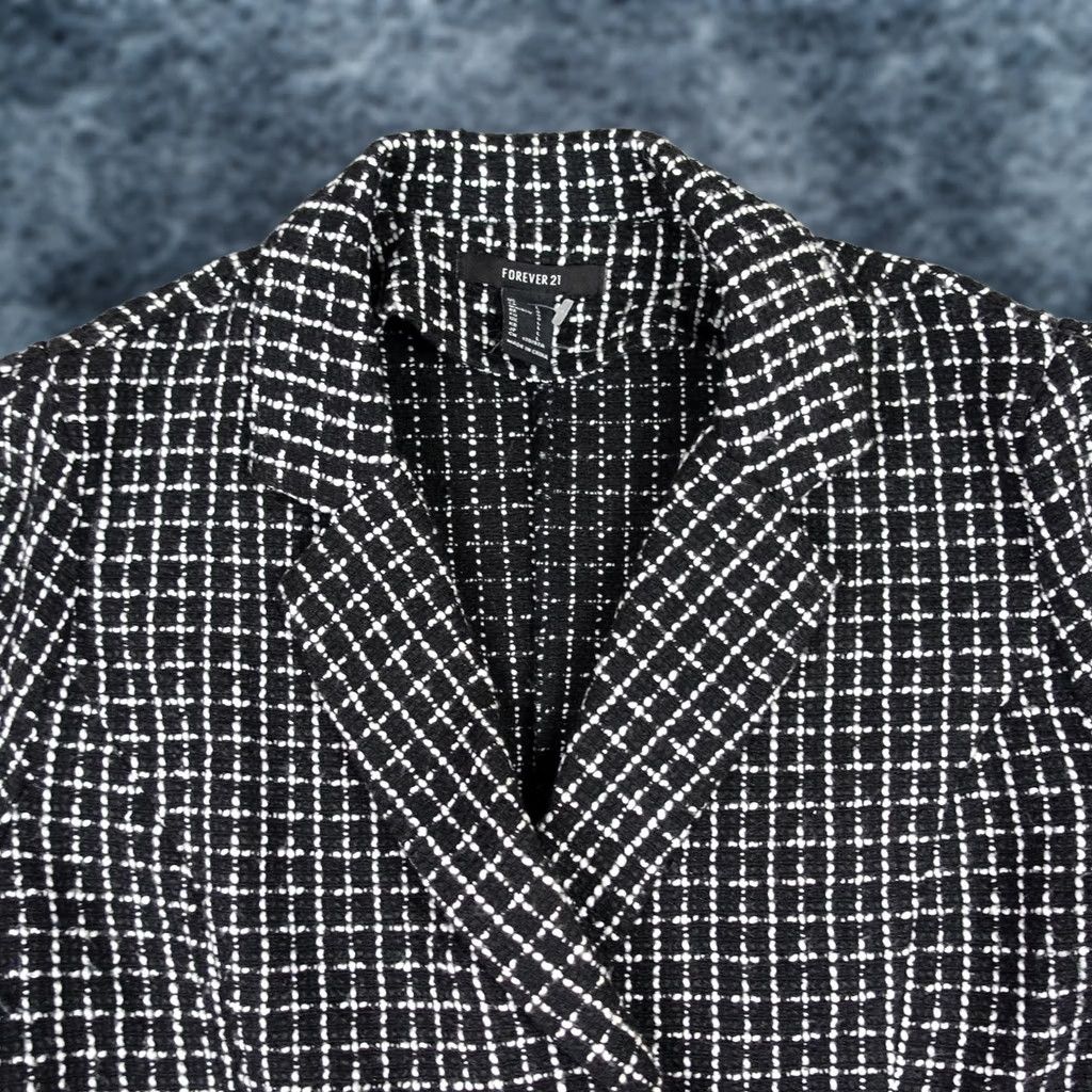 Forever 21 FOREVER 21 Dress Womens L Black Check Tweed Blazer Fit & Flare Jacket Y2K VT Dress Size L / US 10 / IT 46 - 1 Thumbnail