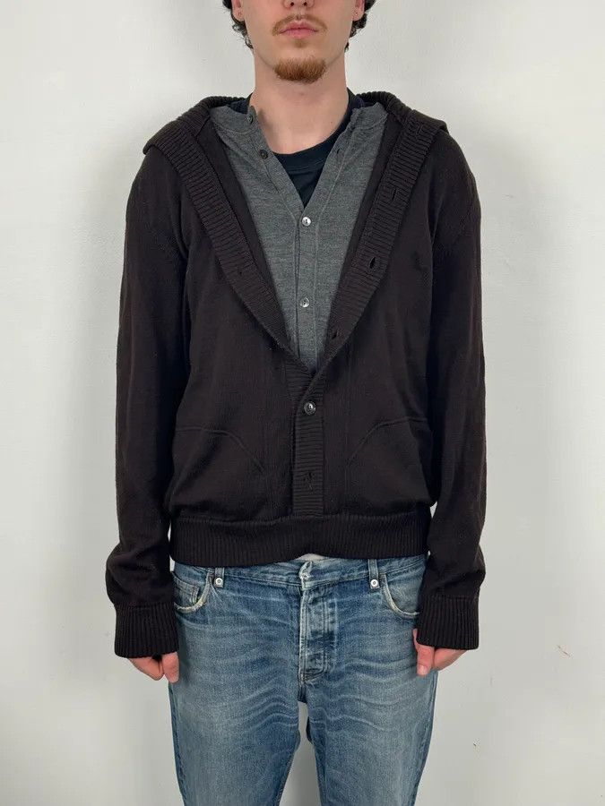 Dolce & Gabbana AW2005 Dolce & Gabbana Brown & Grey Layered Double Cardigan Sweater Size US L / EU 52-54 / 3 - 3 Thumbnail