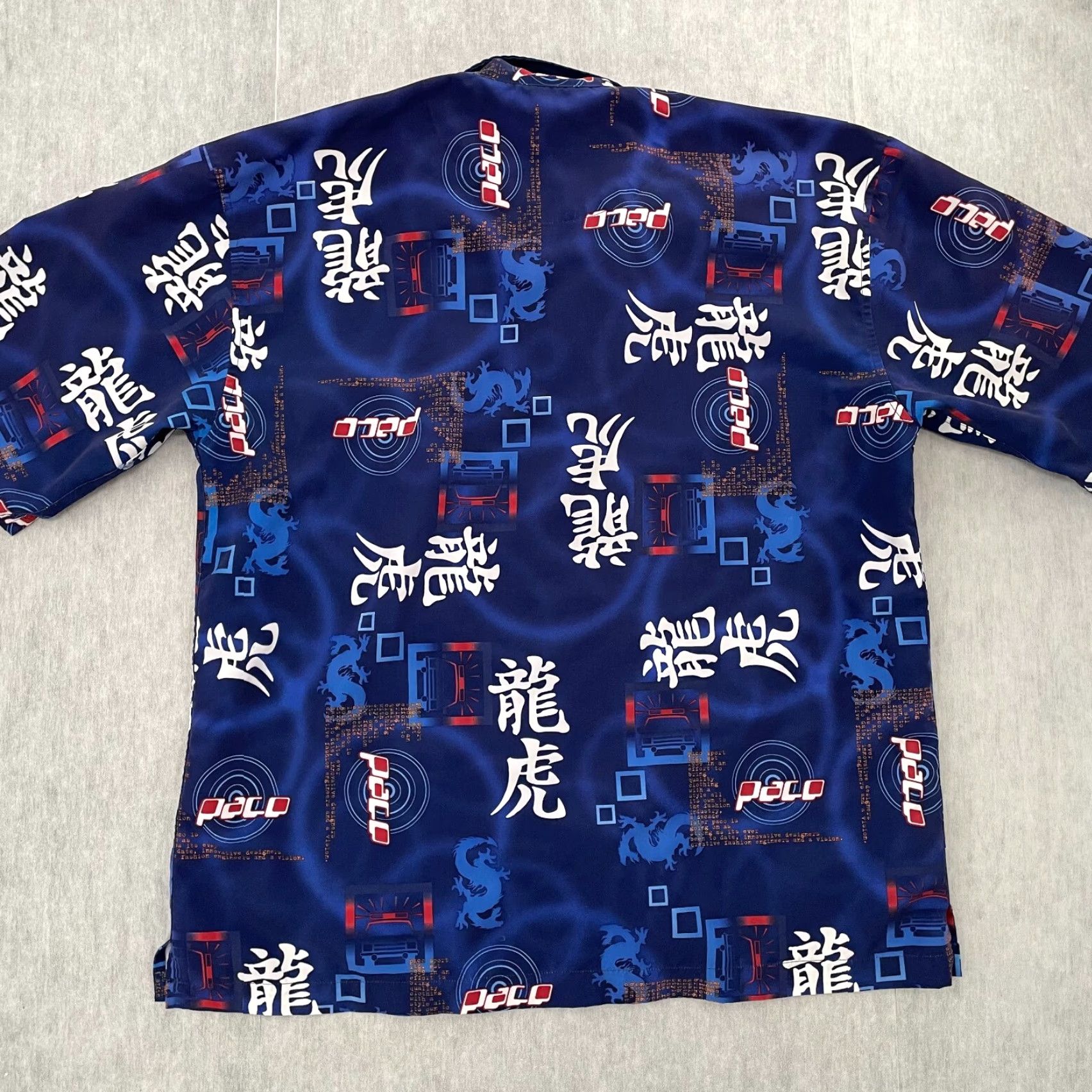 Vintage VINTAGE PACO SHIRT ADULT LARGE BLUE ASIAN DRAGON STREETWEAR BUTTON-UP LOGO MEN L Size US L / EU 52-54 / 3 - 2 Thumbnail