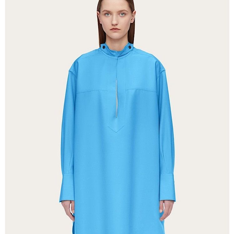 Salvatore Ferragamo o1s1rm0126 Shirt Dress in Sky Blue Size XS / US 0-2 / IT 36-38 - 2 Thumbnail