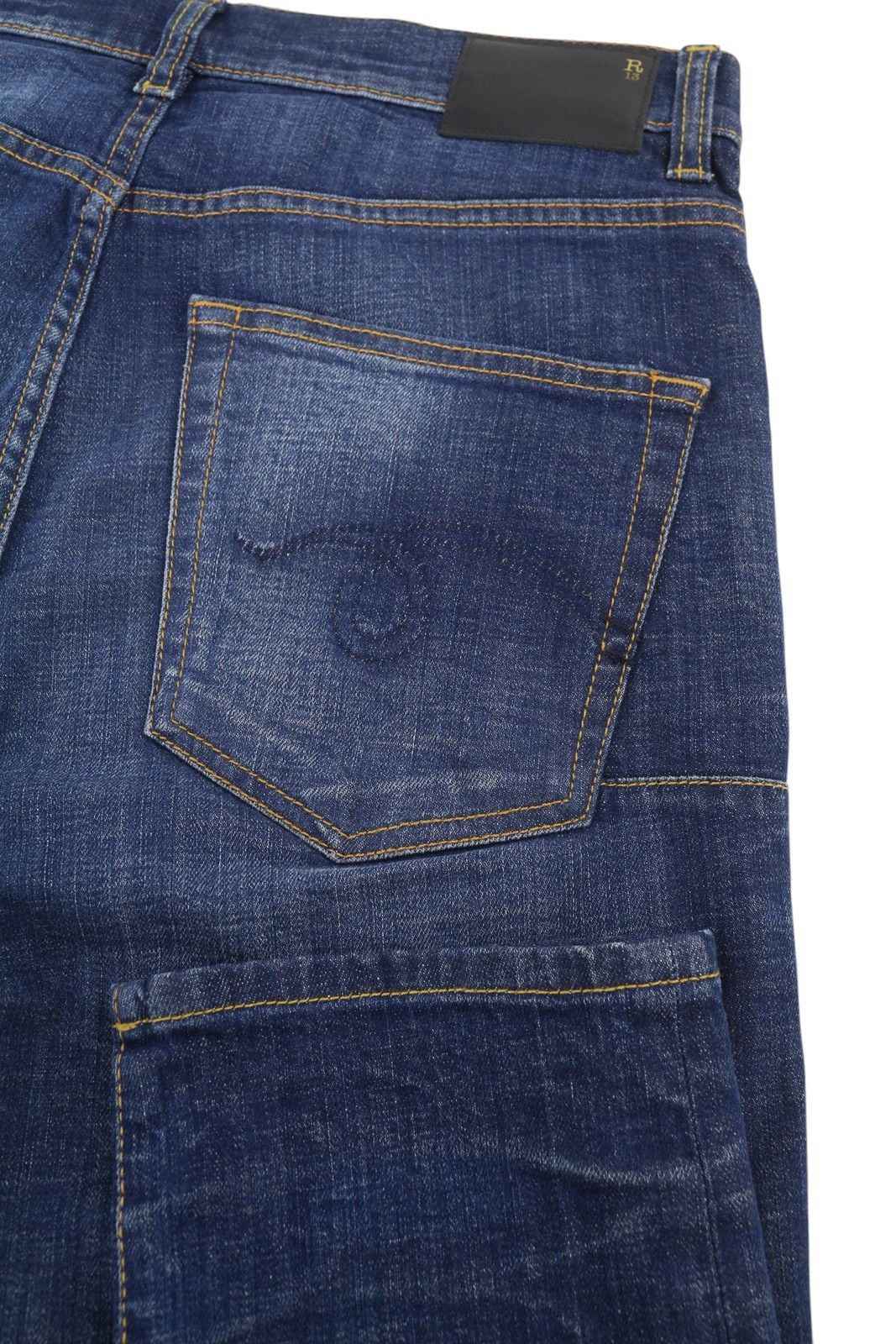 R13 SKATE 33 Howell Indigo Faded Skinny Zip Denim 86229 Size US 33 - 5 Thumbnail