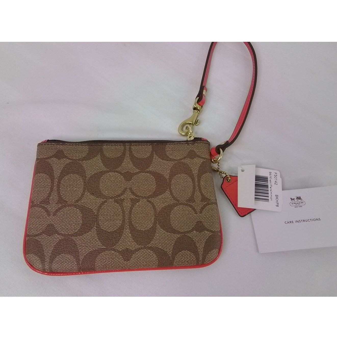 Coach Coach Wristlet Signature C Purse Khaki/Persimmon NWT Size ONE SIZE - 4 Thumbnail