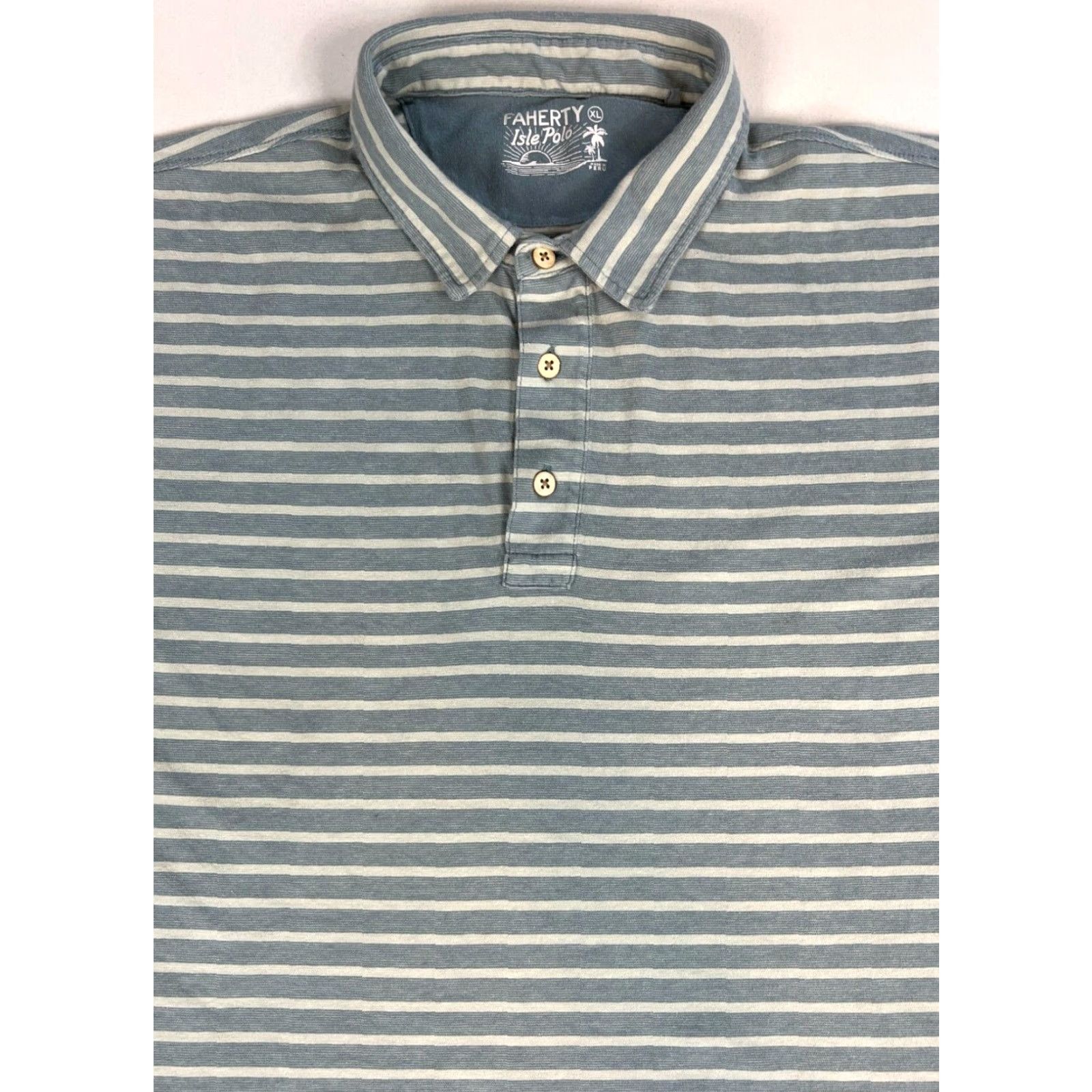 Faherty Faherty Isle Polo Shirt Striped XL Men’s Blue 100% Cotton Shirt Polo (Vintage) Mens Size US XL / EU 56 / 4 - 2 Thumbnail