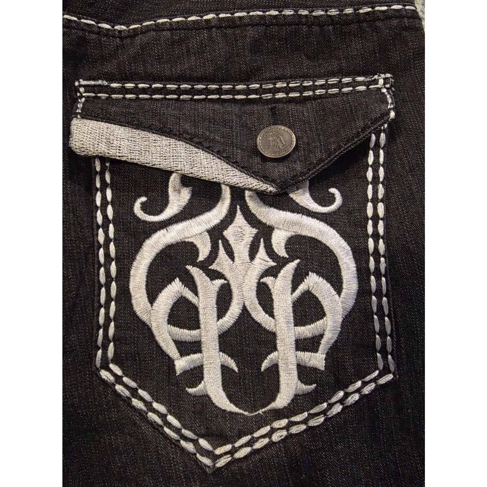 Southpole VINTAGE Southpole Jeans Baggy Black 38x32 Mens Embroidered Pocket Denims 90s Grunge Straight Modern Classic Seasonal Fall Spring Summer Winter Mens Size US 38 / EU 54 - 5 Thumbnail