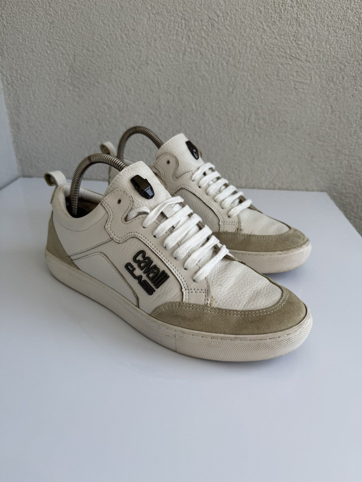 Cavalli Class Cavalli Class Leather Sneakers White Suede Low Top Size US 9 / EU 42 - 1 Thumbnail