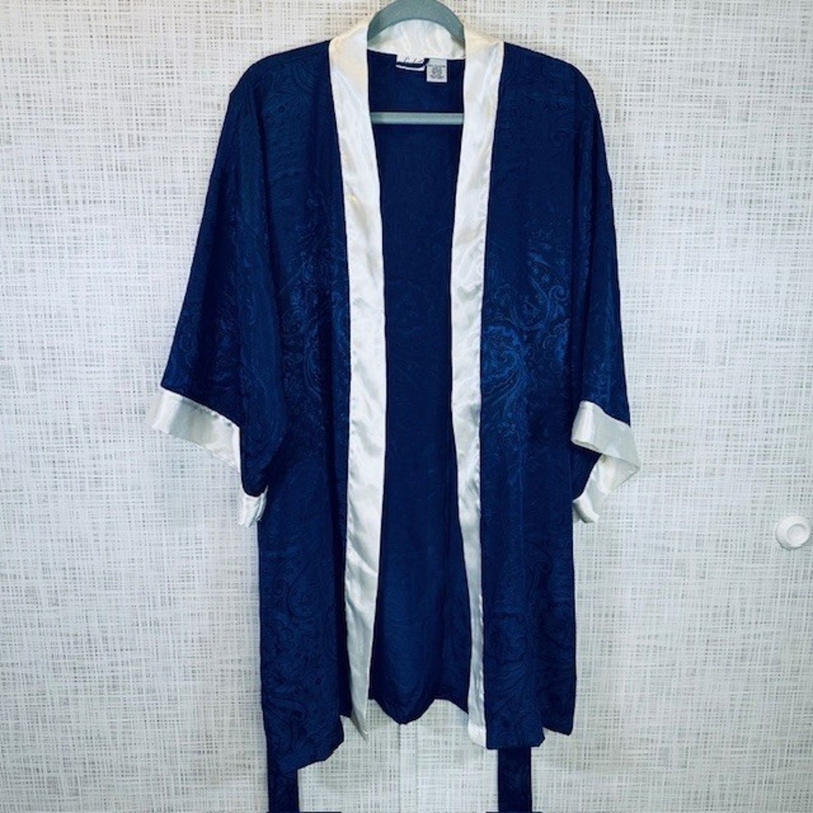 Other Sedu Robe w/Belt OSFM, Short Navy/White Polyester Vintage Size ONE SIZE - 14 Thumbnail