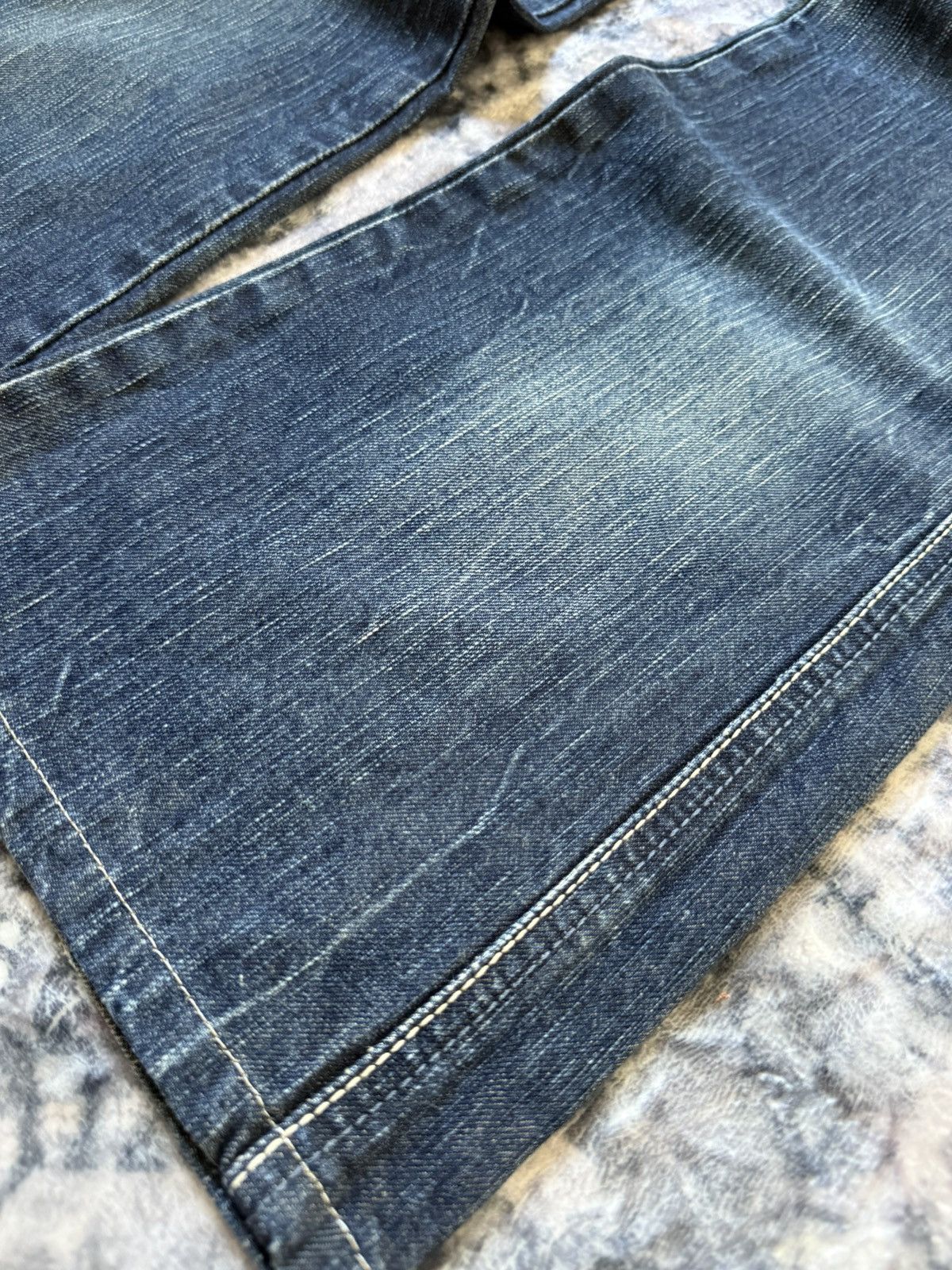 Edwin × Japanese Brand × Vintage Edwin 503 Blue Trip Flared Wide Leg Cropped Jeans Size 30" / US 8 / IT 44 - 9 Thumbnail