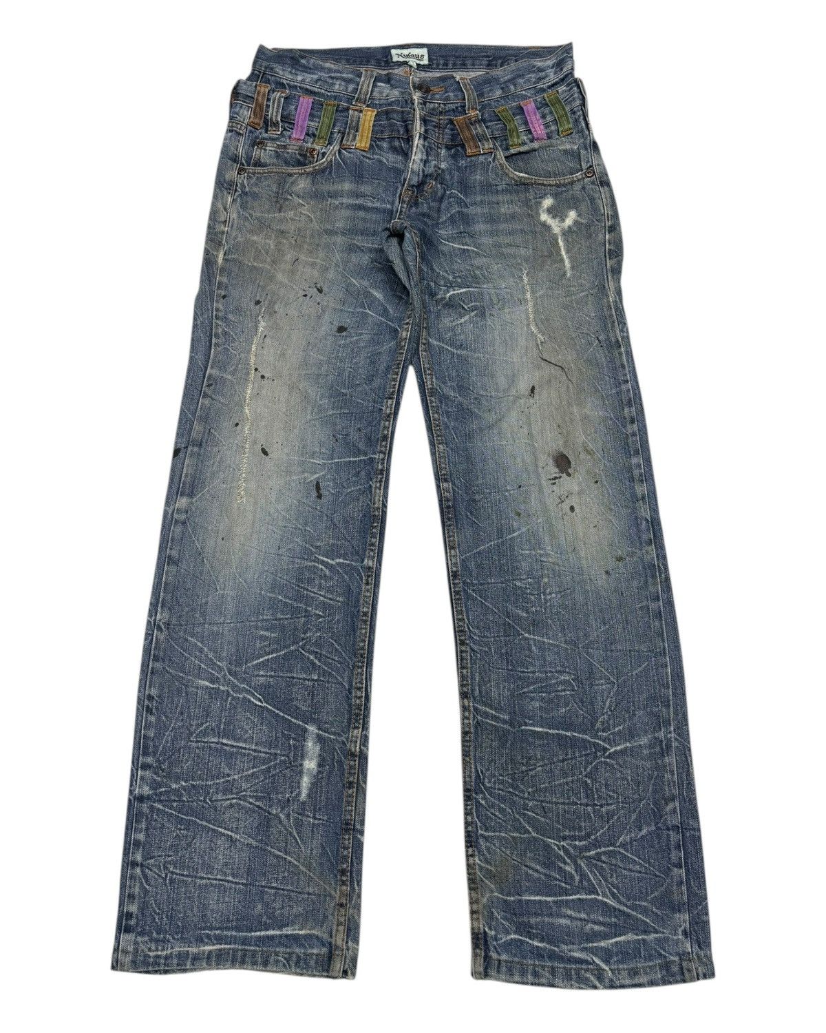 Other 🔥NYLAUS Clothing DOUBLE WAIST Punk Distressed Denim Jeans Size US 32 / EU 48 - 1 Thumbnail