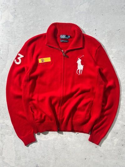 Polo Ralph Lauren × Vintage Ralph Lauren Spain '43' Zip Up Chunky Knit Jumper (XL) Size US XL / EU 56 / 4 - 1 Thumbnail