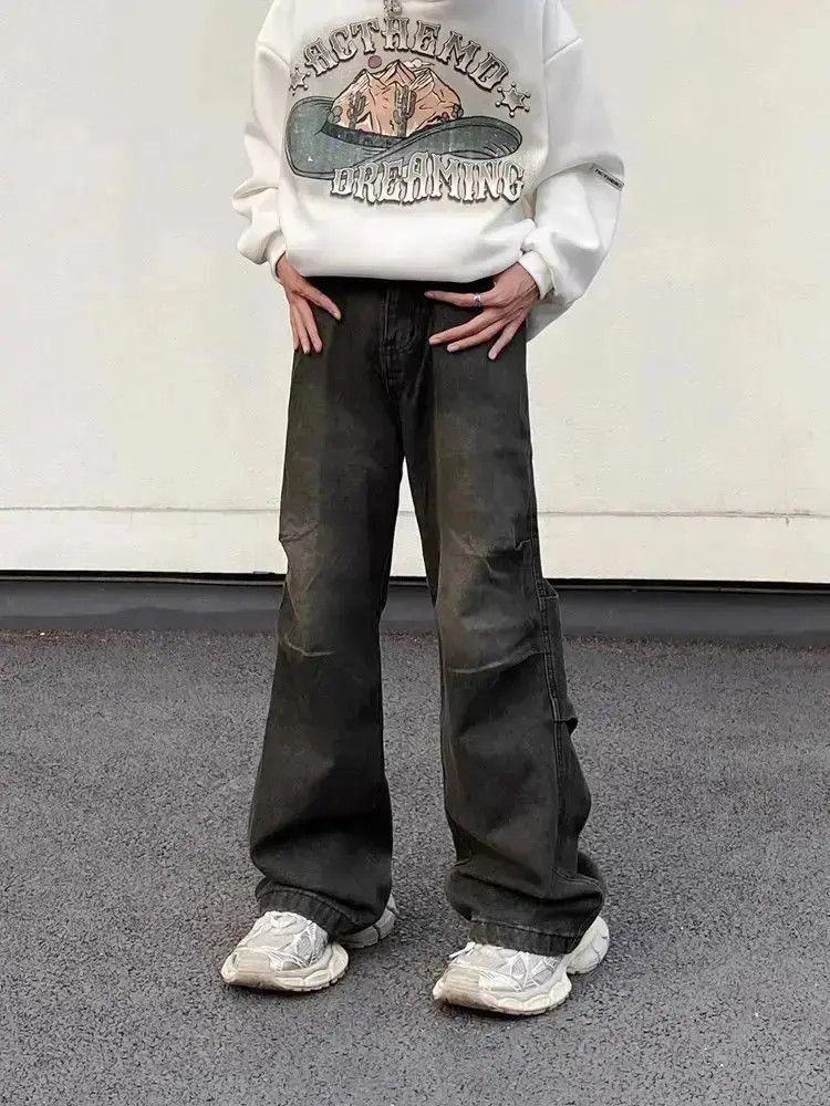 Japanese Brand Retro loose fitting straight leg wide jeans Size US 32 / EU 48 - 1 Thumbnail