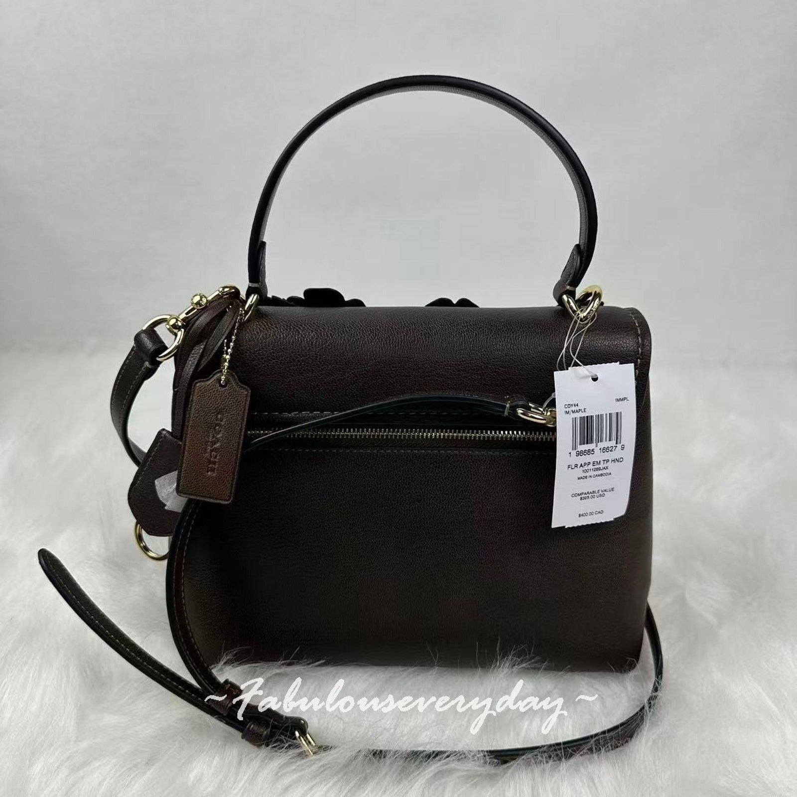 Coach Coach Emory Top Handle Floral Applique In leather/Gold/Maple Size ONE SIZE - 5 Thumbnail