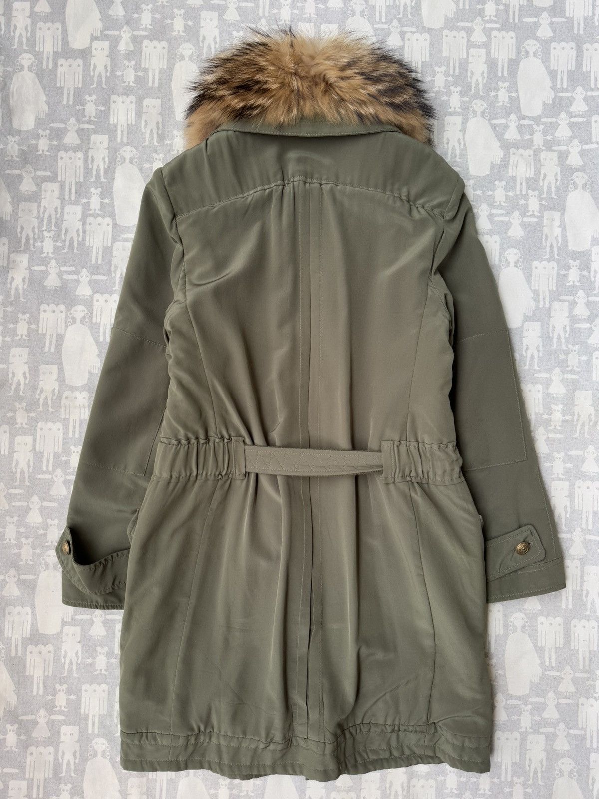 Balenciaga Balenciaga 2007 Military Fur Collar Belted Silk Parka Size US XS / EU 42 / 0 - 7 Thumbnail