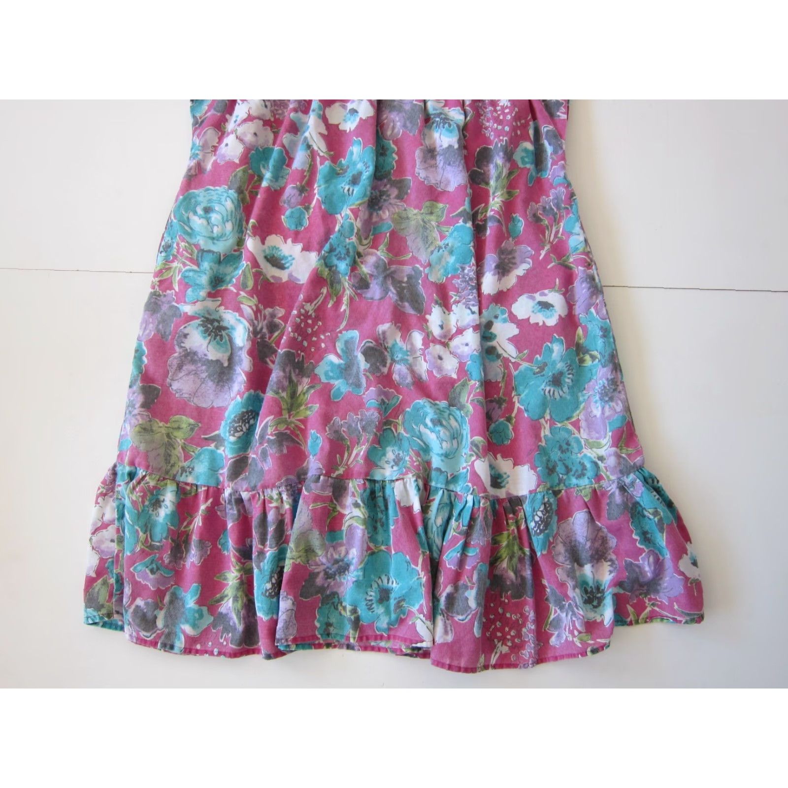 Vintage CW Classics Cotton Pink Blue Purple Floral Pocket Long Maxi Kaftan Dress Medium Size M / US 6-8 / IT 42-44 - 7 Thumbnail