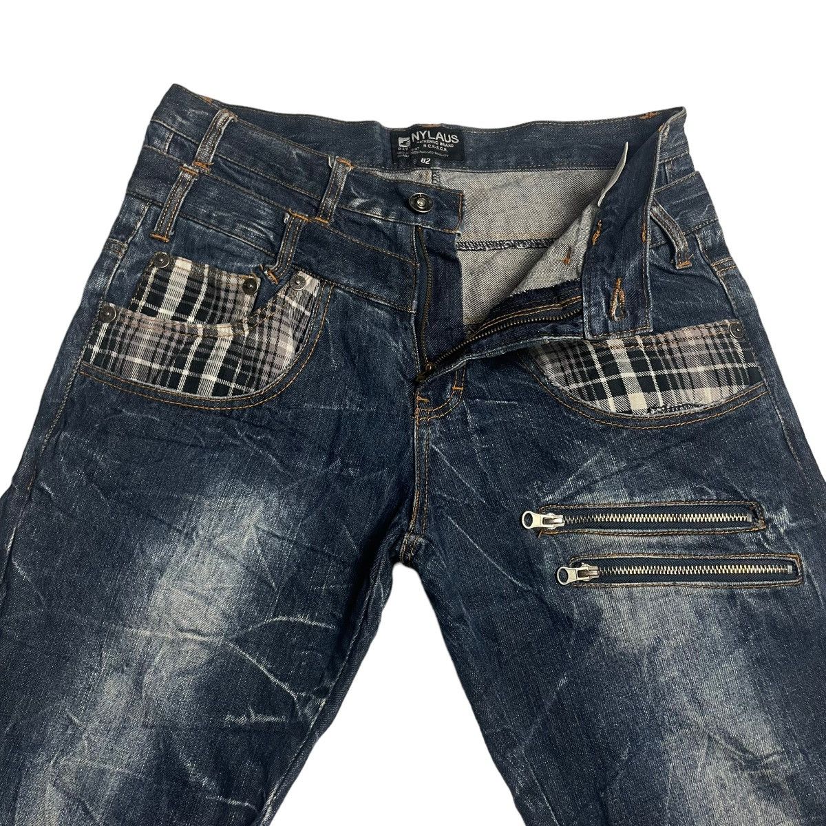 If Six Was Nine × Japanese Brand × Le Grande Bleu (L.G.B.) 🇯🇵 VINTAGE NYLAUS DOUBLE WAIST DENIM PANTS Size US 30 / EU 46 - 7 Thumbnail