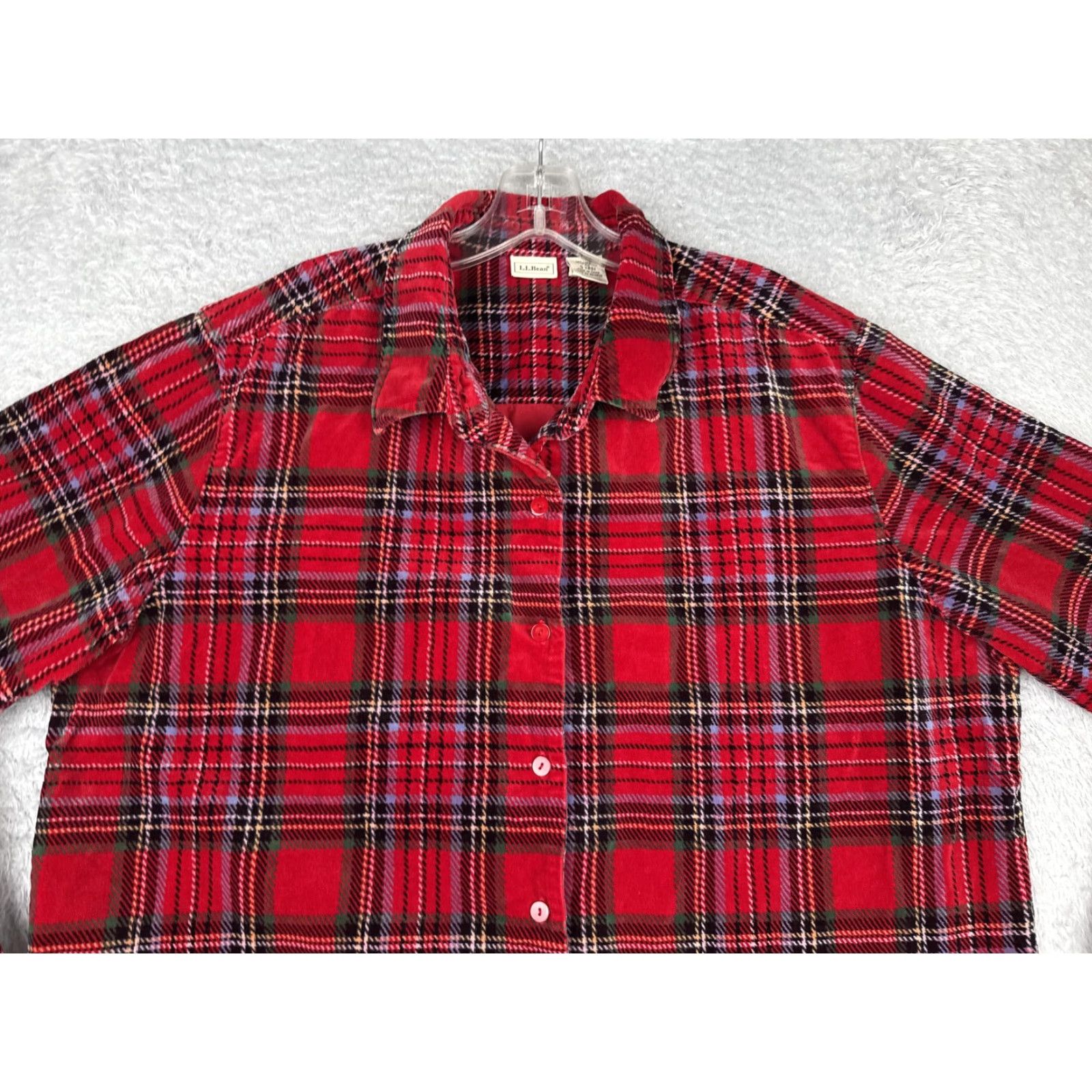 Vintage L.L.Bean Shirt Womens 1X Red Plaid Flannel Button Front Long Sleeve Cotton Hike Size XL / US 12-14 / IT 48-50 - 6 Thumbnail