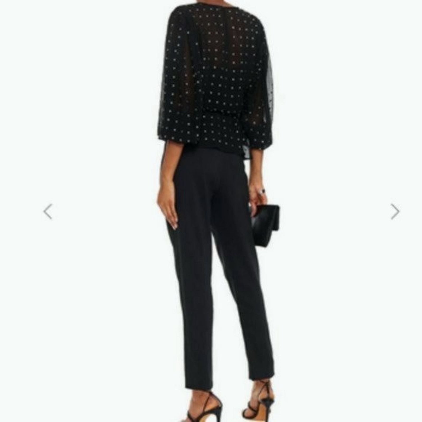 Iro IRO Gathered studded georgette blouse black and silver Size XS / US 0-2 / IT 36-38 - 3 Thumbnail