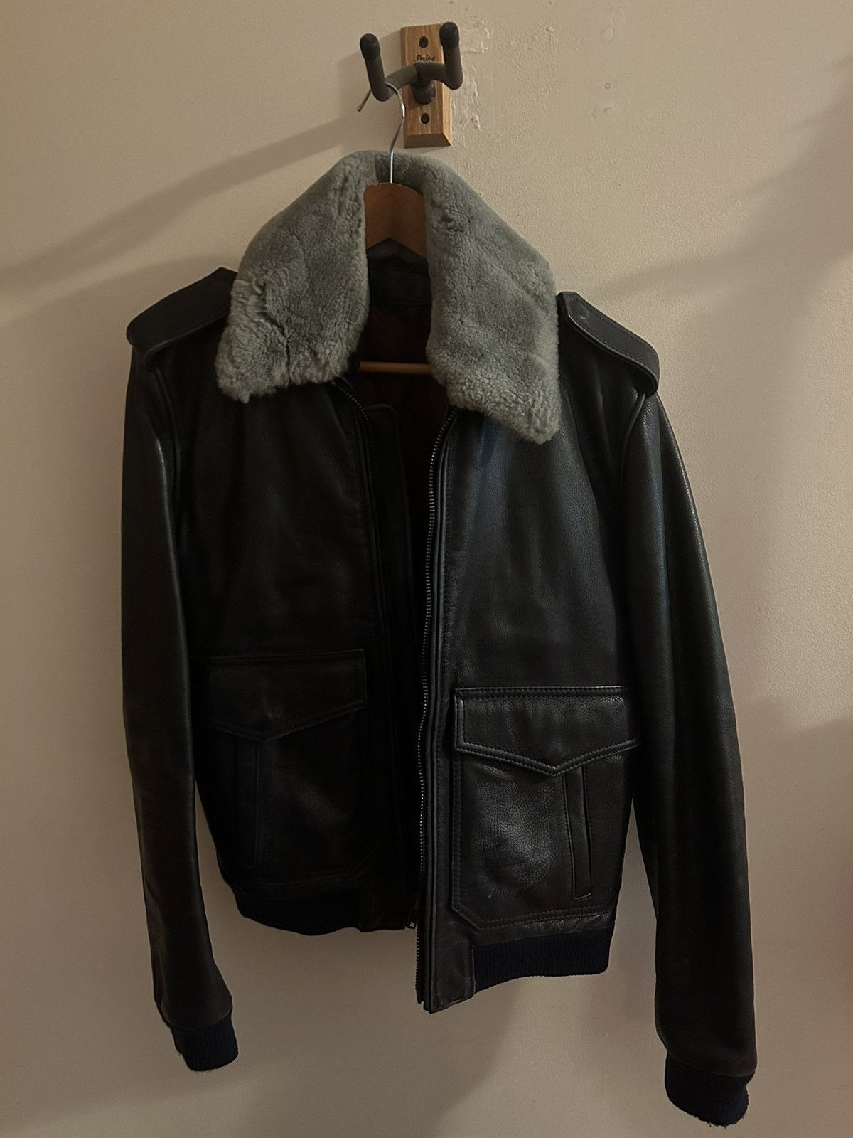 Blk Dnm Blk Dnm Leather Flight Jacket Navy Size US M / EU 48-50 / 2 - 1 Thumbnail
