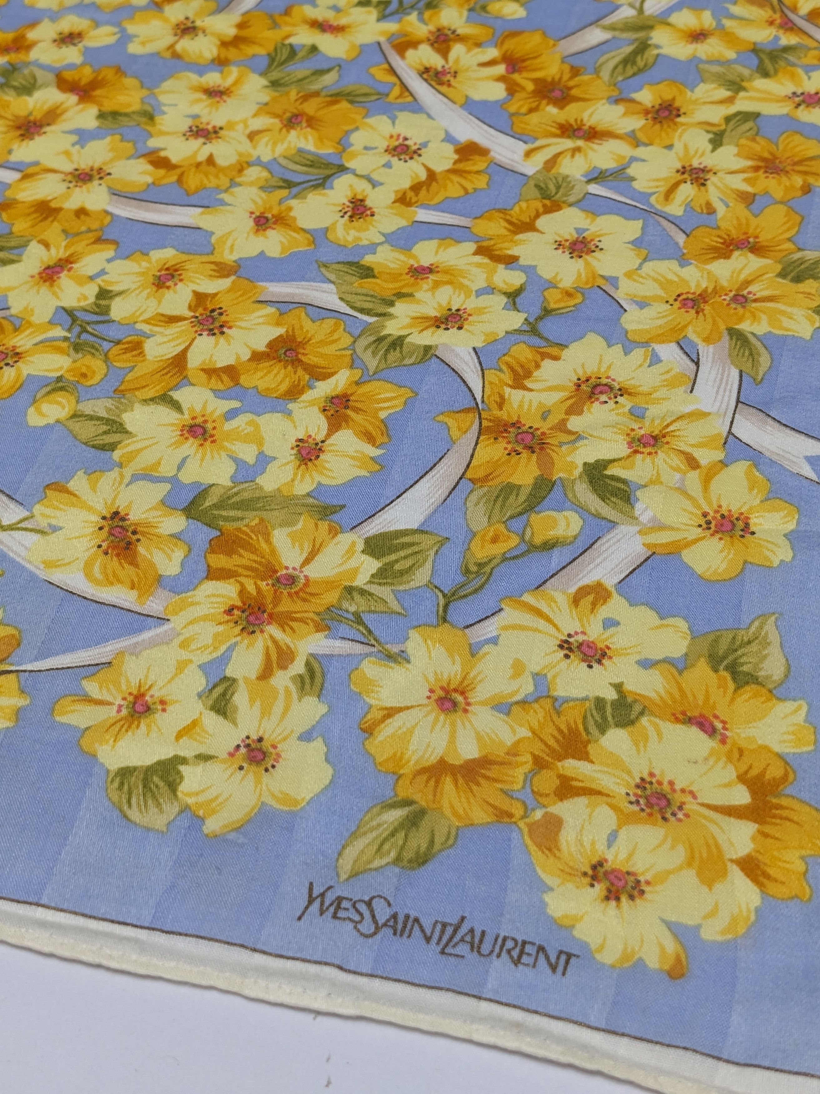 Yves Saint Laurent YVES SAINT LAURENT ROMANTIC CORNFLOWER FLORAL HANDKERCHIEF Size ONE SIZE - 2 Thumbnail