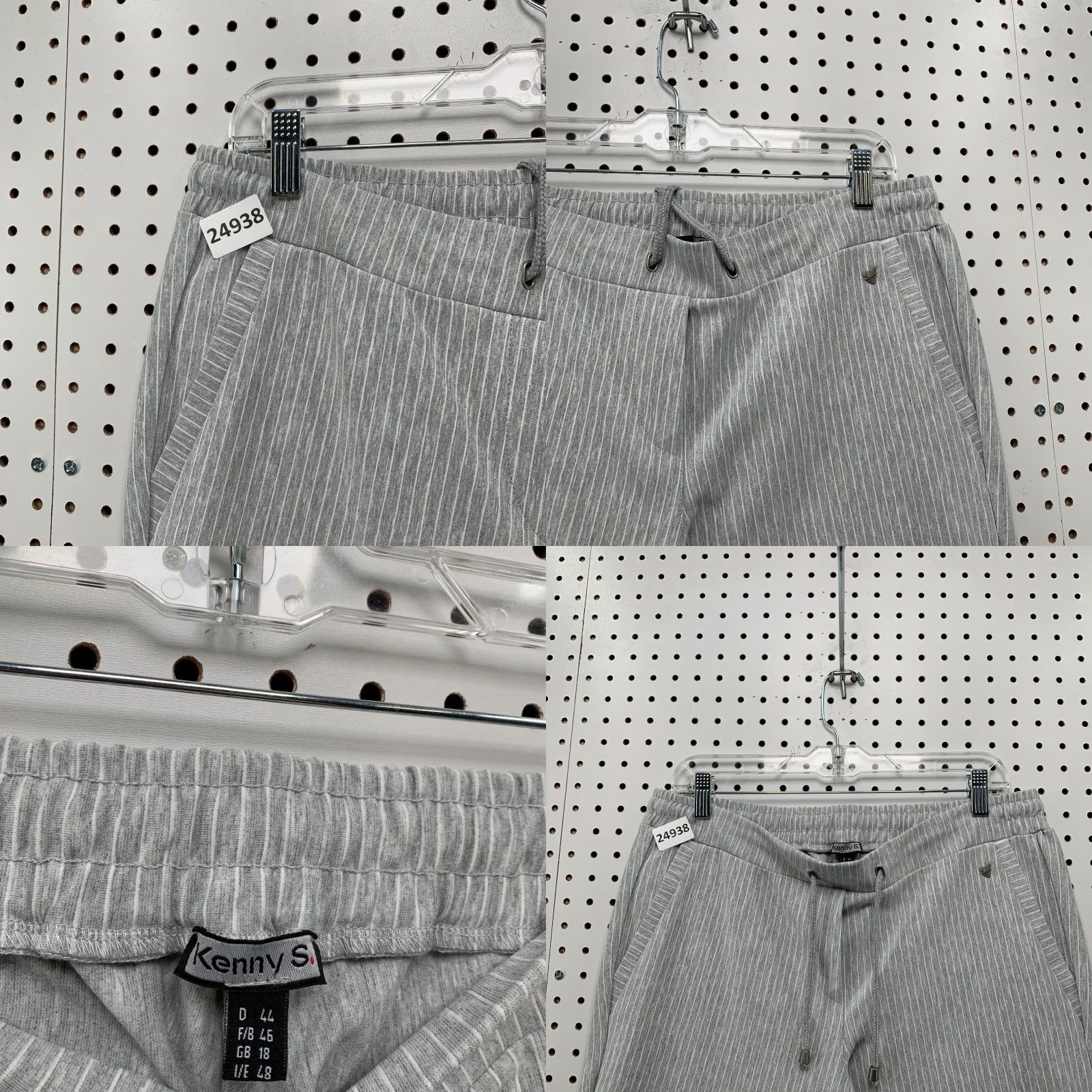 Vintage VINTAGE Kenny S. Gray Joggers Pants Adult Large 34x28.5 Fleece Pinstriped Gray White Athletic Approve Size US 33 - 8 Thumbnail