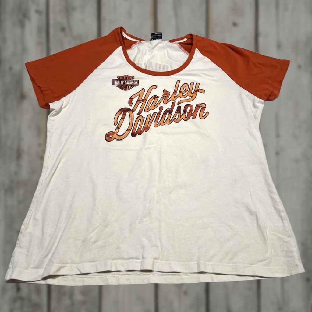 Harley Davidson VINTAGE Harley-Davidson Shirt Women’s M Orange California 2019 Quaid Loma Linda Biker Crew Neck Short Sleeve Easy Care Shirt Mens/Womens Size M / US 6-8 / IT 42-44 - 1 Thumbnail