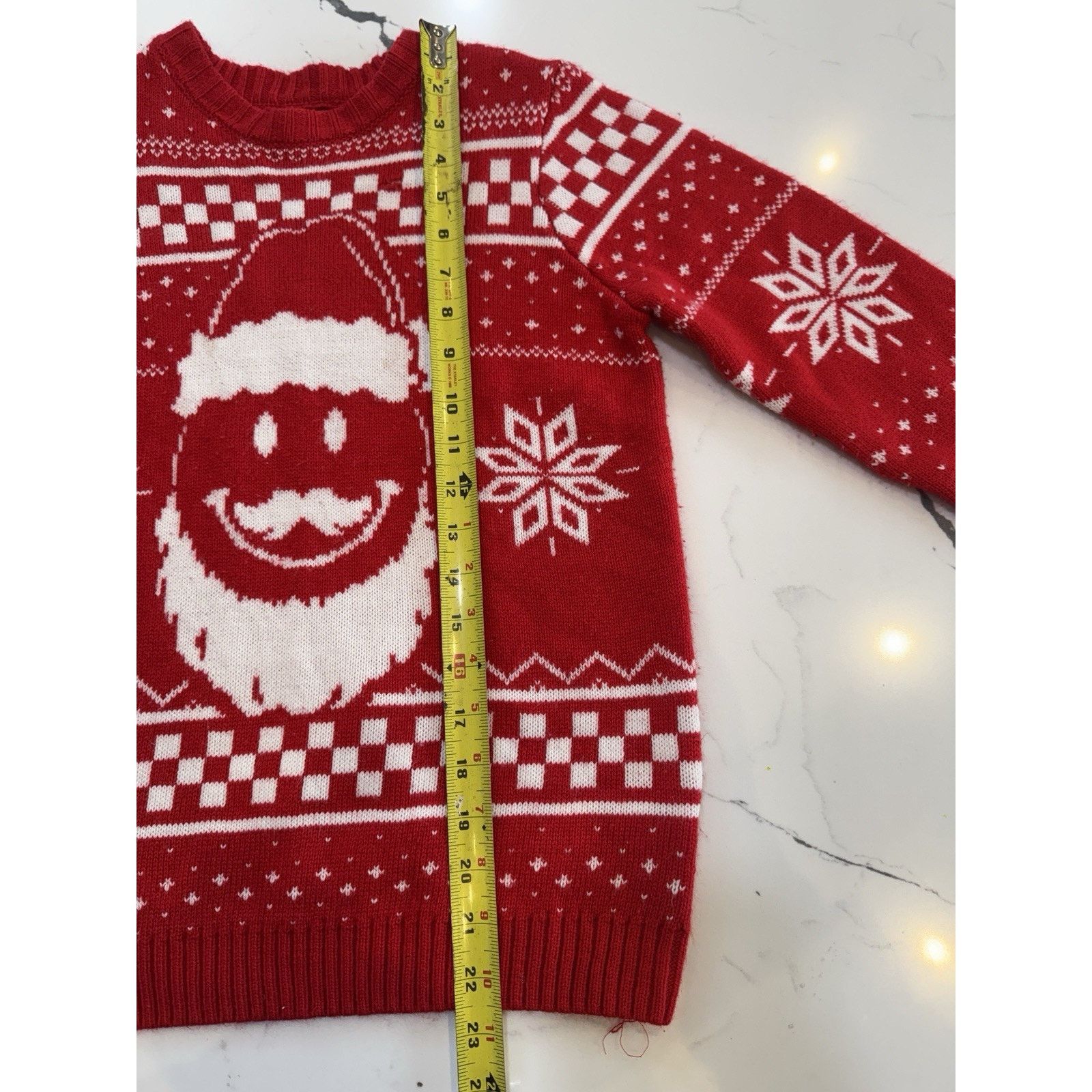 Holiday Brand Ugly Christmas Sweater Kids Youth L Red Santa Snowflake Knit Size L / US 10 / IT 46 - 2 Thumbnail