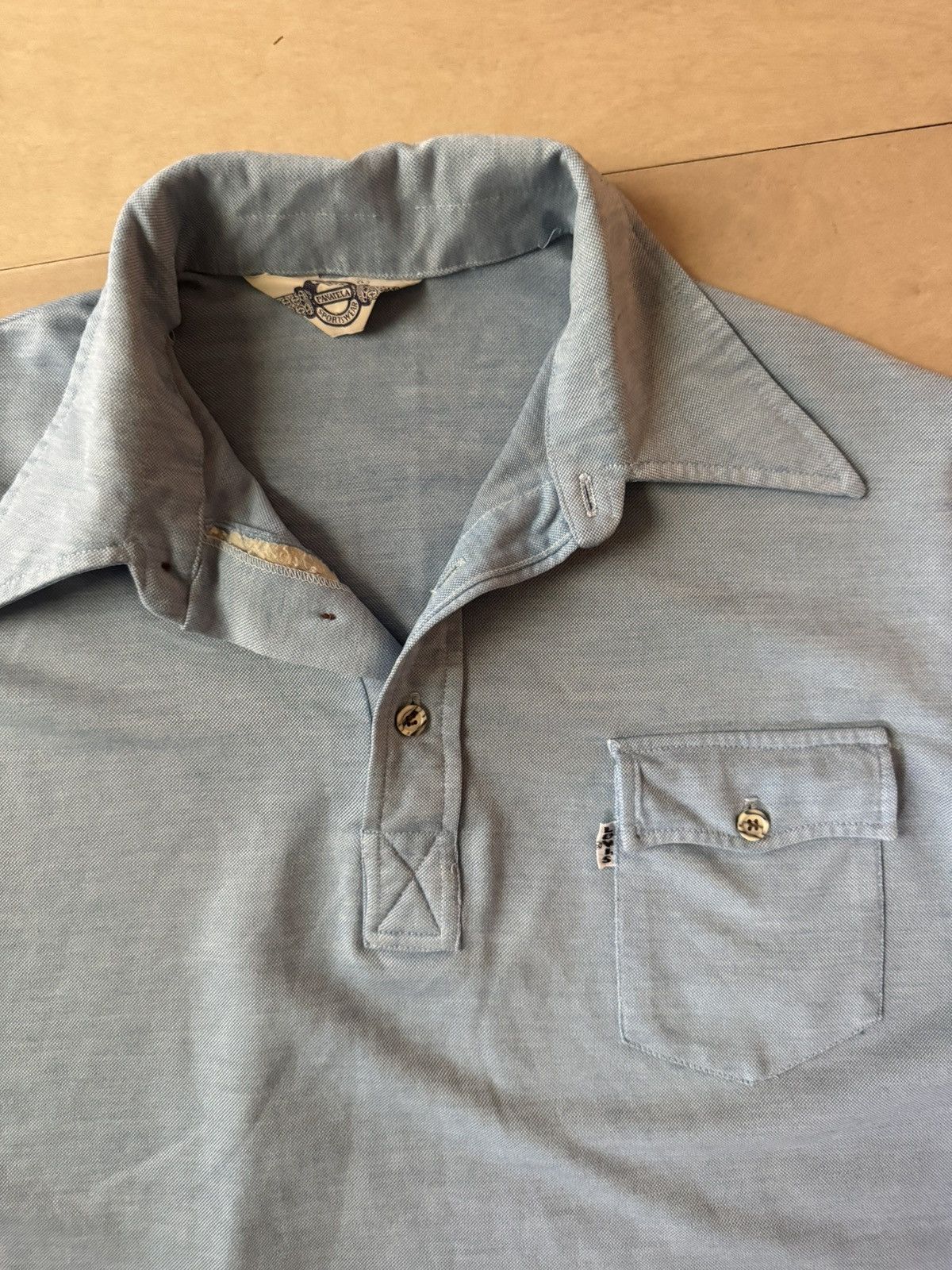 Levi's Vintage Clothing Vintage 70's Blue Levi's long sleeve polo Size US L / EU 52-54 / 3 - 3 Thumbnail