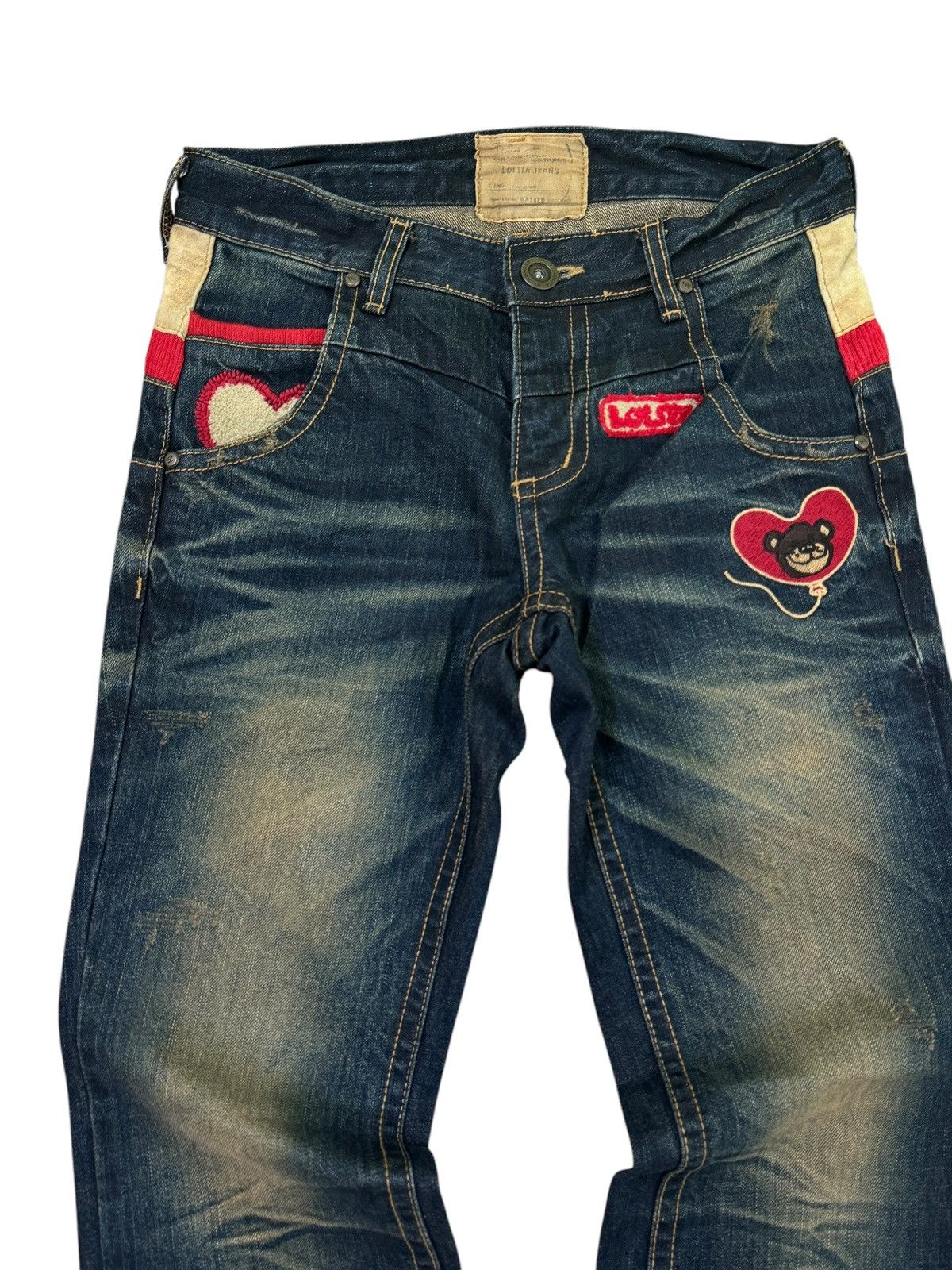 Hysteric Glamour Yoshitomo Nara Lolita Washed Claw Mark Embroidery Bear Size US 29 - 4 Thumbnail
