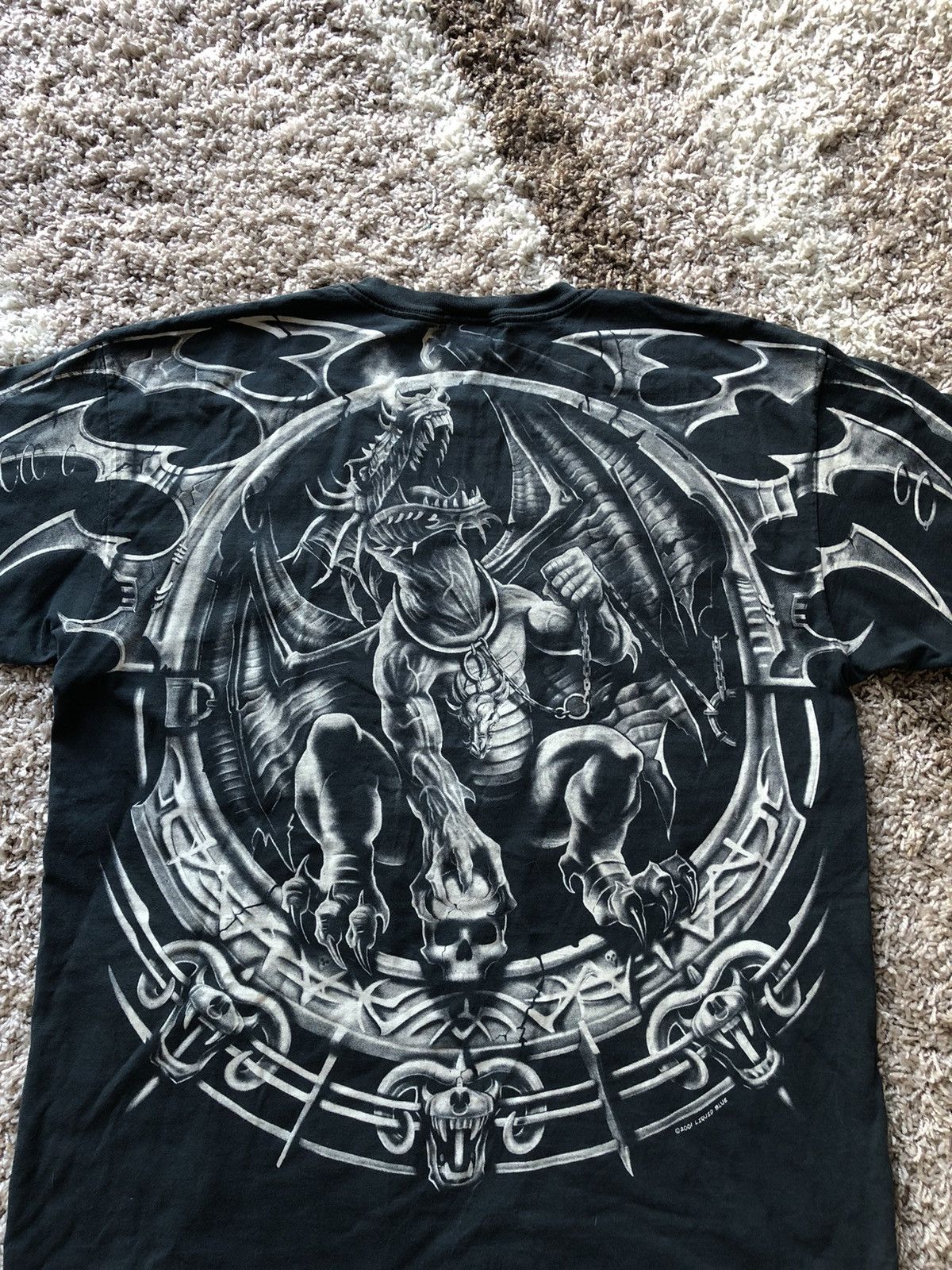 Liquid Blue × Vintage Y2K Vintage Liquid Blue Dragon Skull T-Shirt OverPrint 2001 Size US XL / EU 56 / 4 - 4 Thumbnail