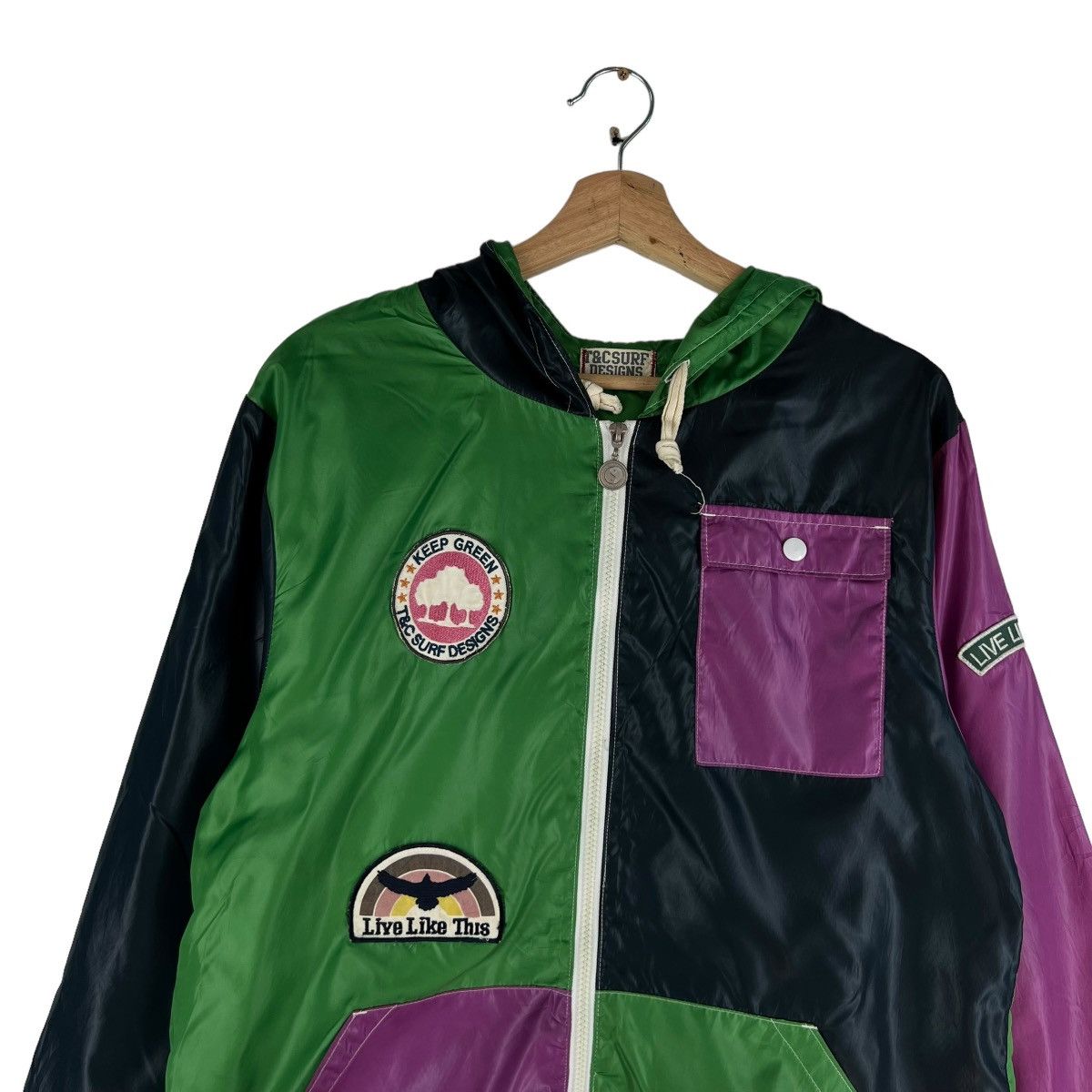 Japanese Brand 🔥VINTAGE ZIPPER JACKET T&C SURF RARE MULTI BLOCK COLOUR Size US M / EU 48-50 / 2 - 2 Thumbnail