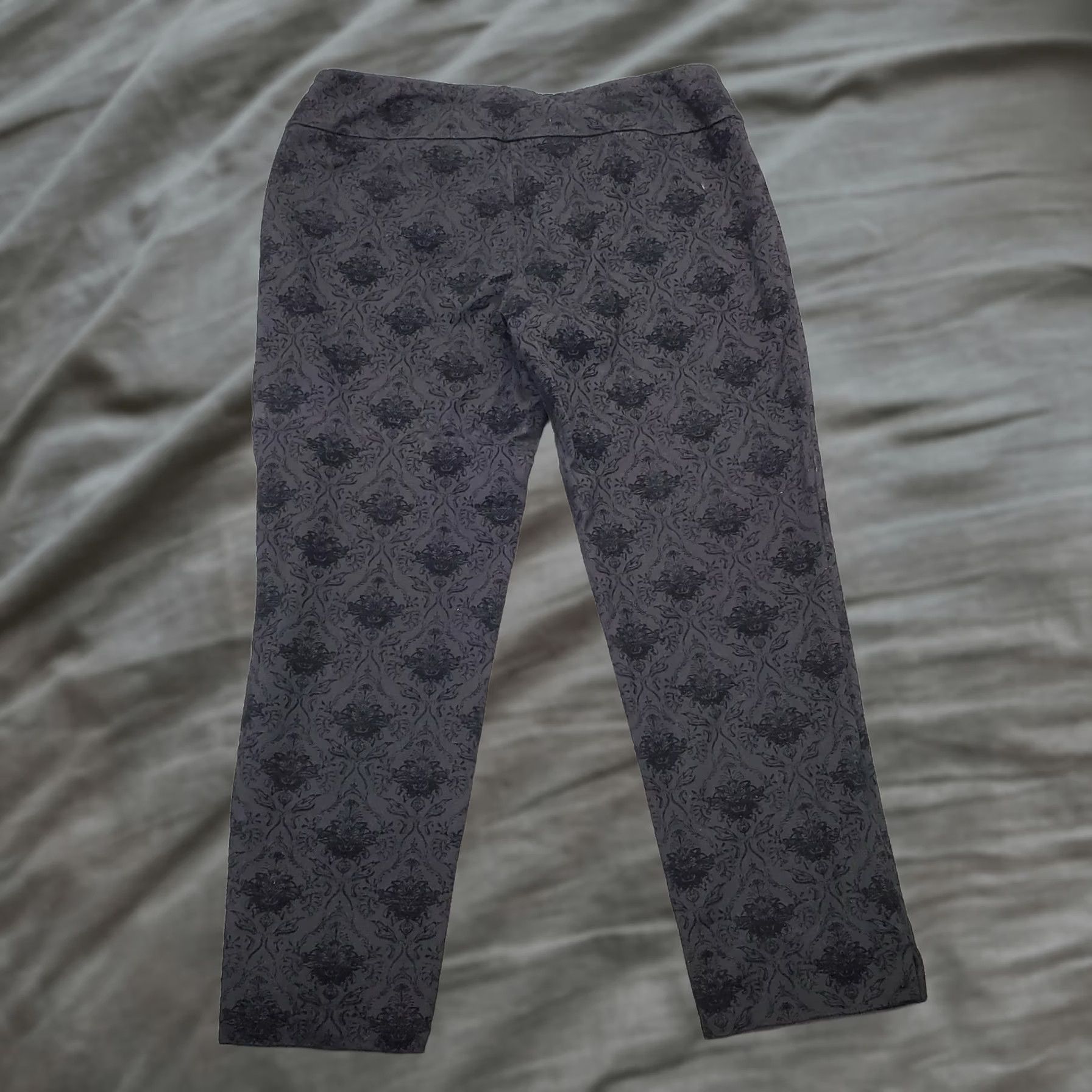 Vintage Zac & Rachel Pants Womens Large Black Geo Print Rayon Stretch High Waist Pull On Size 36" / US 14 / IT 50 - 1 Thumbnail