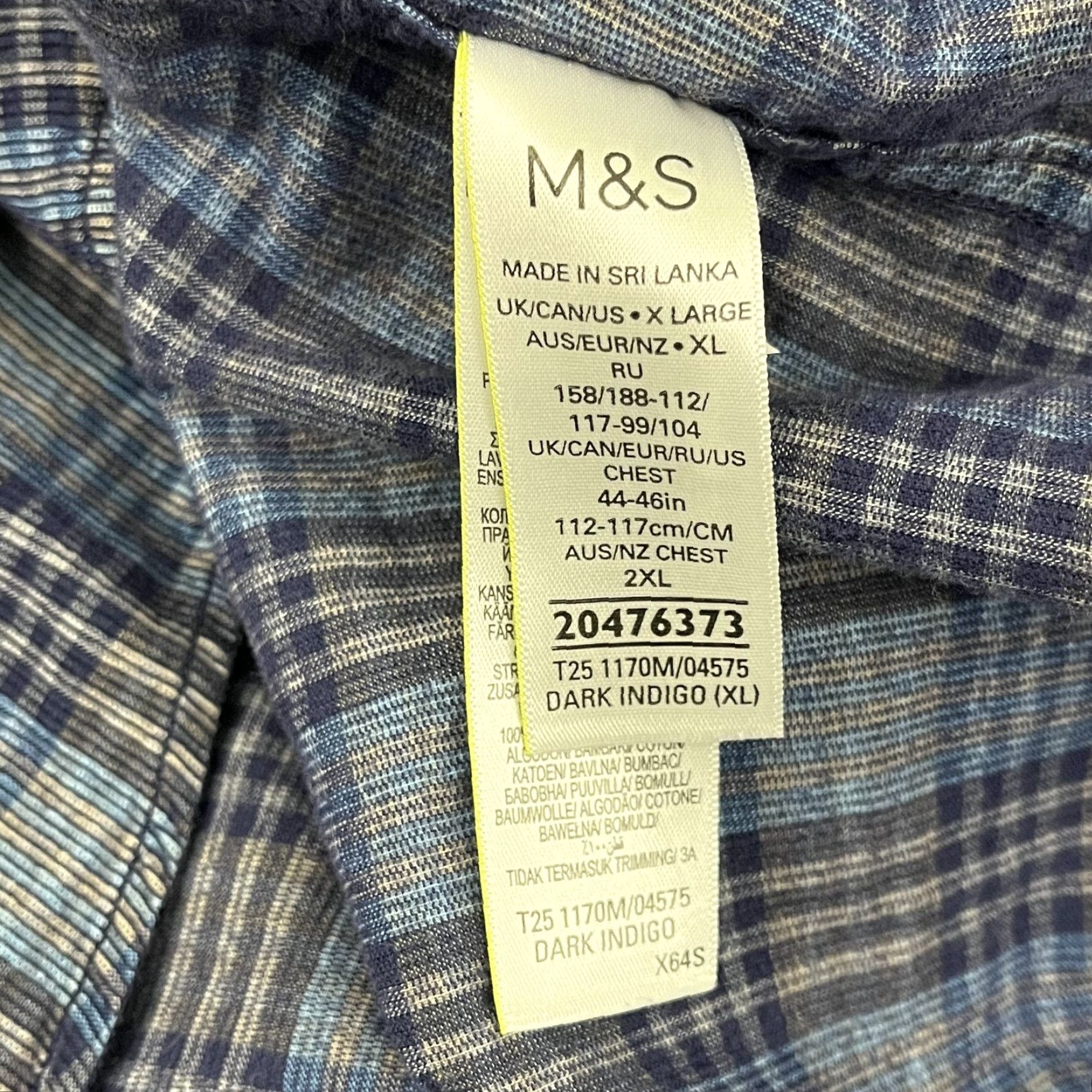 Marks & Spencer M&S Marks & Spencer Shirt Mens XL Blue Plaid Corduroy Cord Lightweight Button Up Size US XL / EU 56 / 4 - 7 Thumbnail